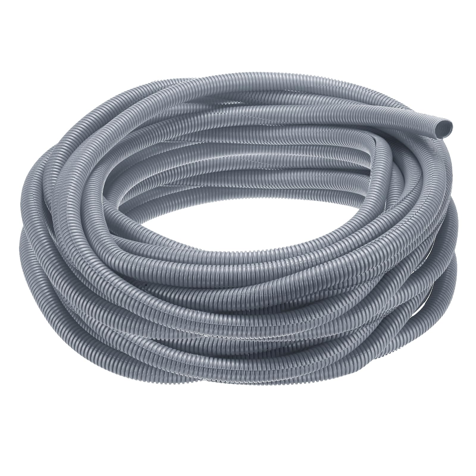 sourcing map Tubo per telaio a filo diviso, diametro interno 20 mm, lunghezza 30 m, resistente al calore e al freddo, in plastica, flessibile, protezione per cavi elettrici, grigio