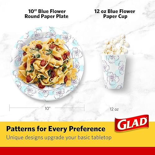Miniatura 18 de Glad Platos desechables redondos de papel para todas las ocasiones Calidad nueva y mejorada Platos desechables resistentes a prueba de remojo