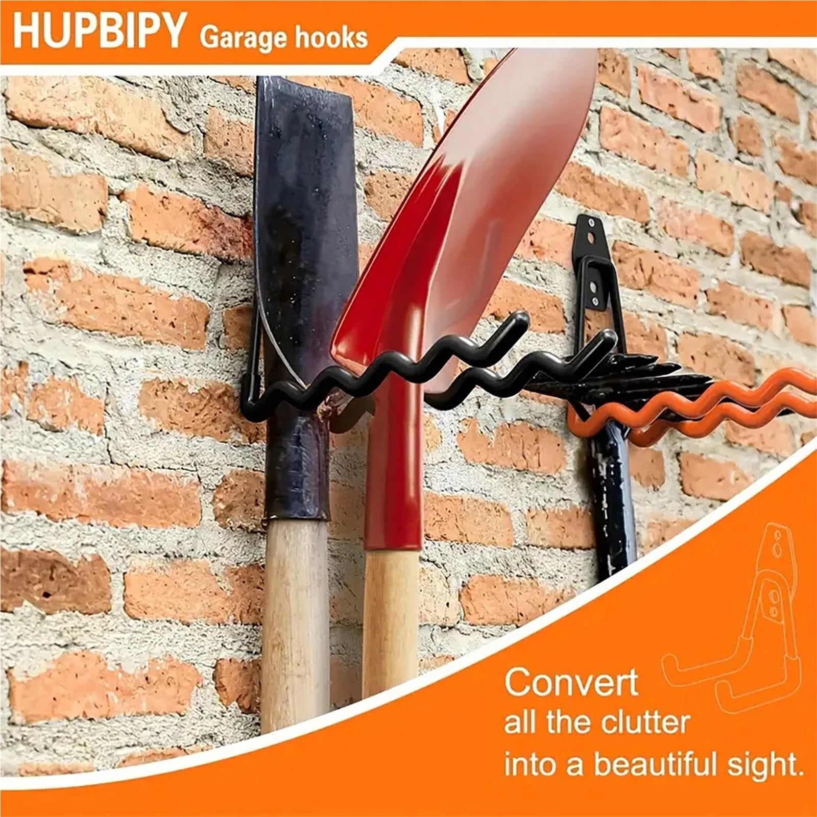 Soporte Para Herramientas Metal Garage Hooks Wall Mount Storage Rack | 2/4-Pack for Ladders Tools Sports Hoses with Hardware(Black-2Pcs)