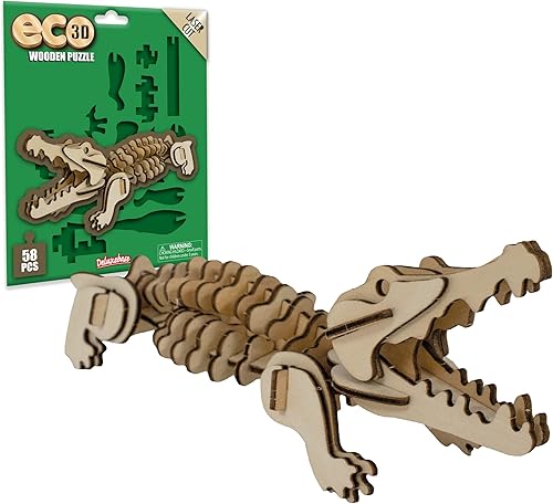 Eco 3D Wooden Puzzle Caimán de Deluxebase. Kit de manualidades de rompecabezas 3D con temática de animales. Juguetes de madera sostenibles para disponible en Yaxa Venezuela