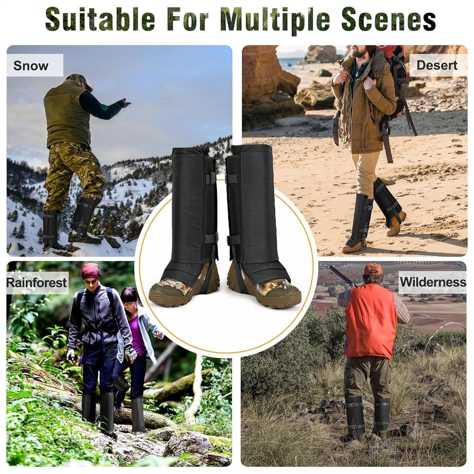 Guêtres Anti-Serpent Pour Homme Guêtres Ajustables Anti-Morsure | Respirantes Chasse Randonnée Ferme Extérieur, Imperméables Légères Respirantes Ajustement Facile