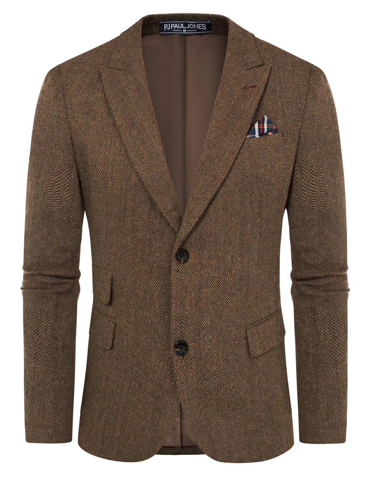 PJ PAUL JONES Men Tweed Wool Herringbone Blazer
