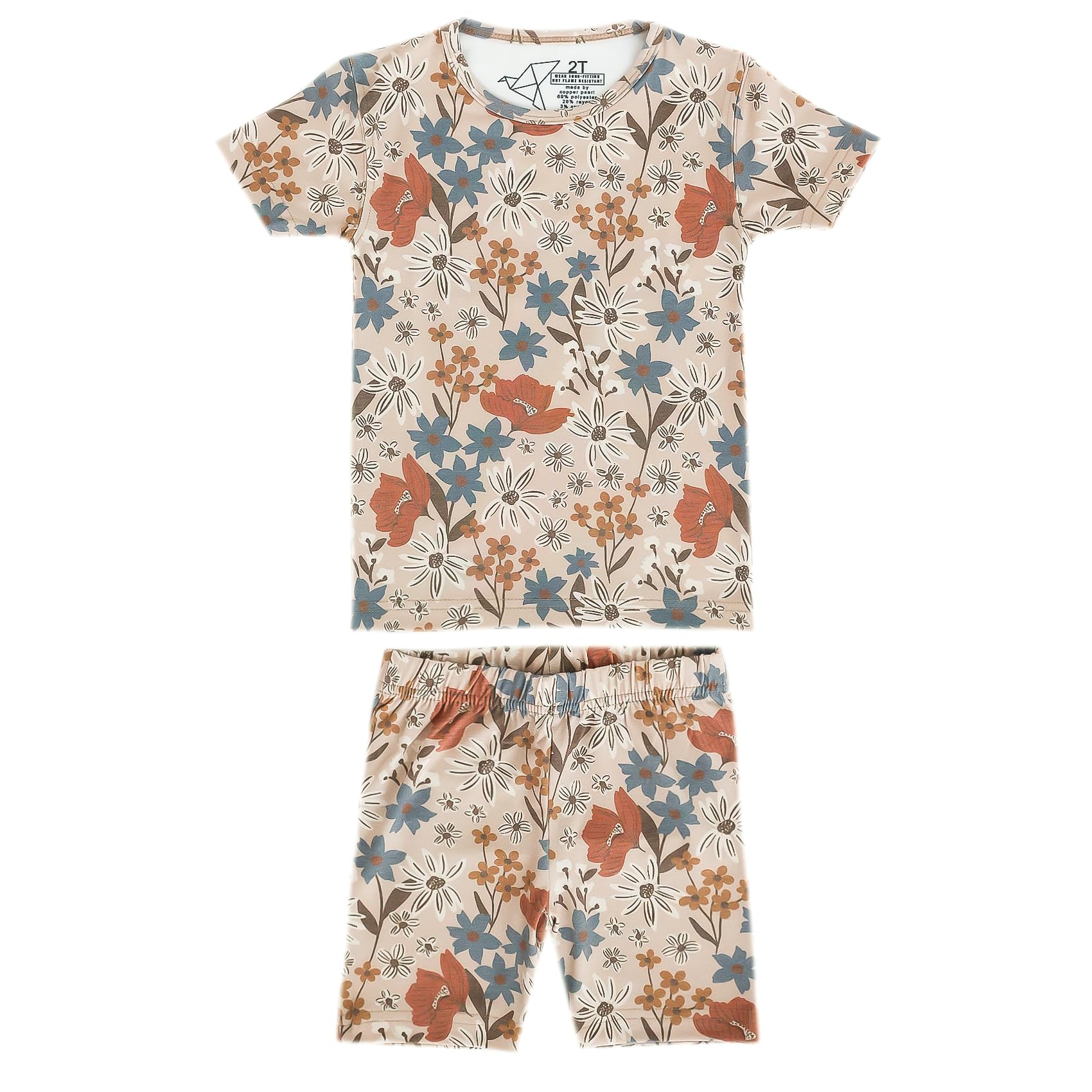 Copper Pearl Two Piece Short Sleeve Toddler Pajamas PJ Sets for Boys and Girls - Adorable Pattern Summer Pajamas Shorts to Keep Cool While Sleeping,