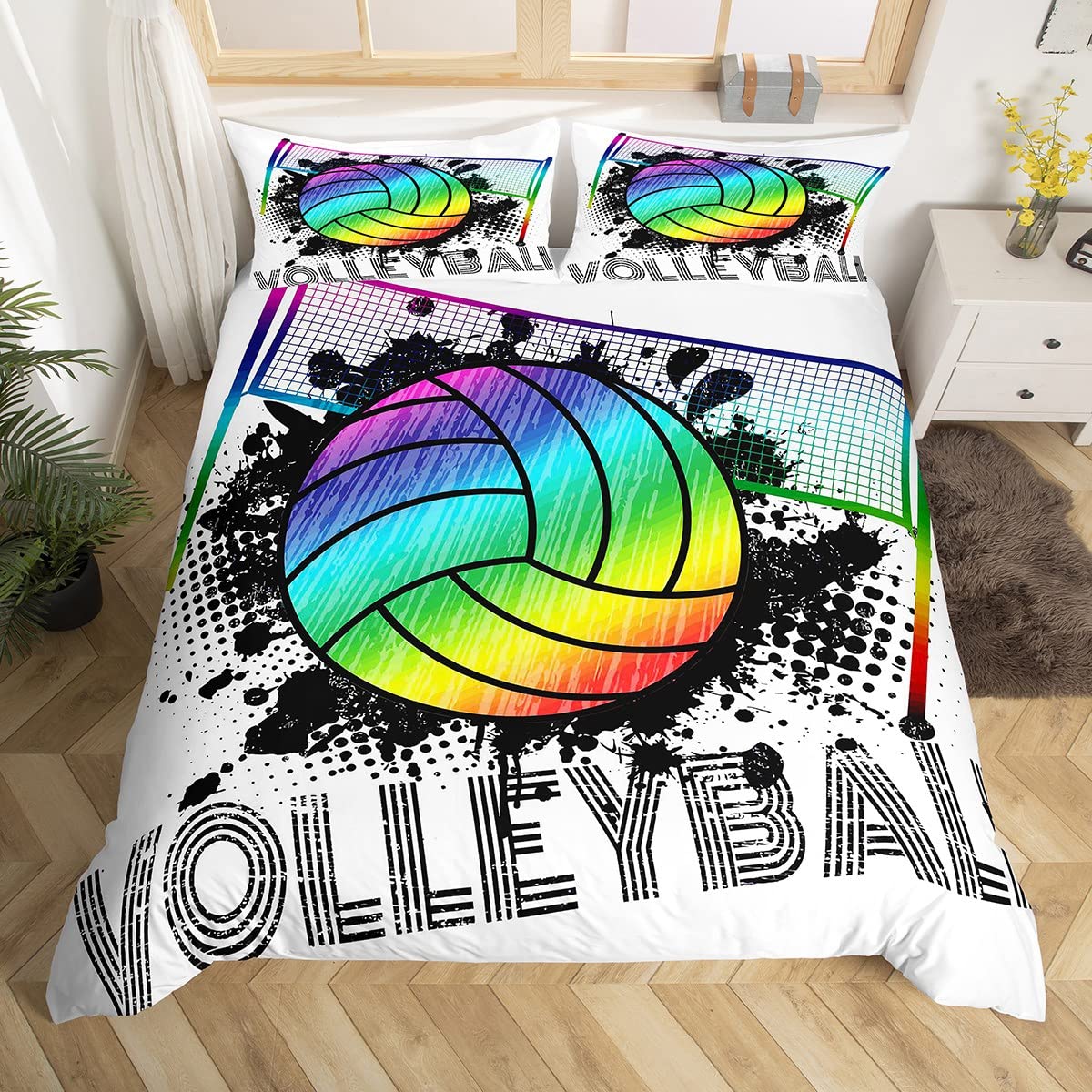 Set Biancheria Da Letto Volley Tie Dye - Copripiumino Singolo Microfibra, Design Sportivo 3D - Foto 4
