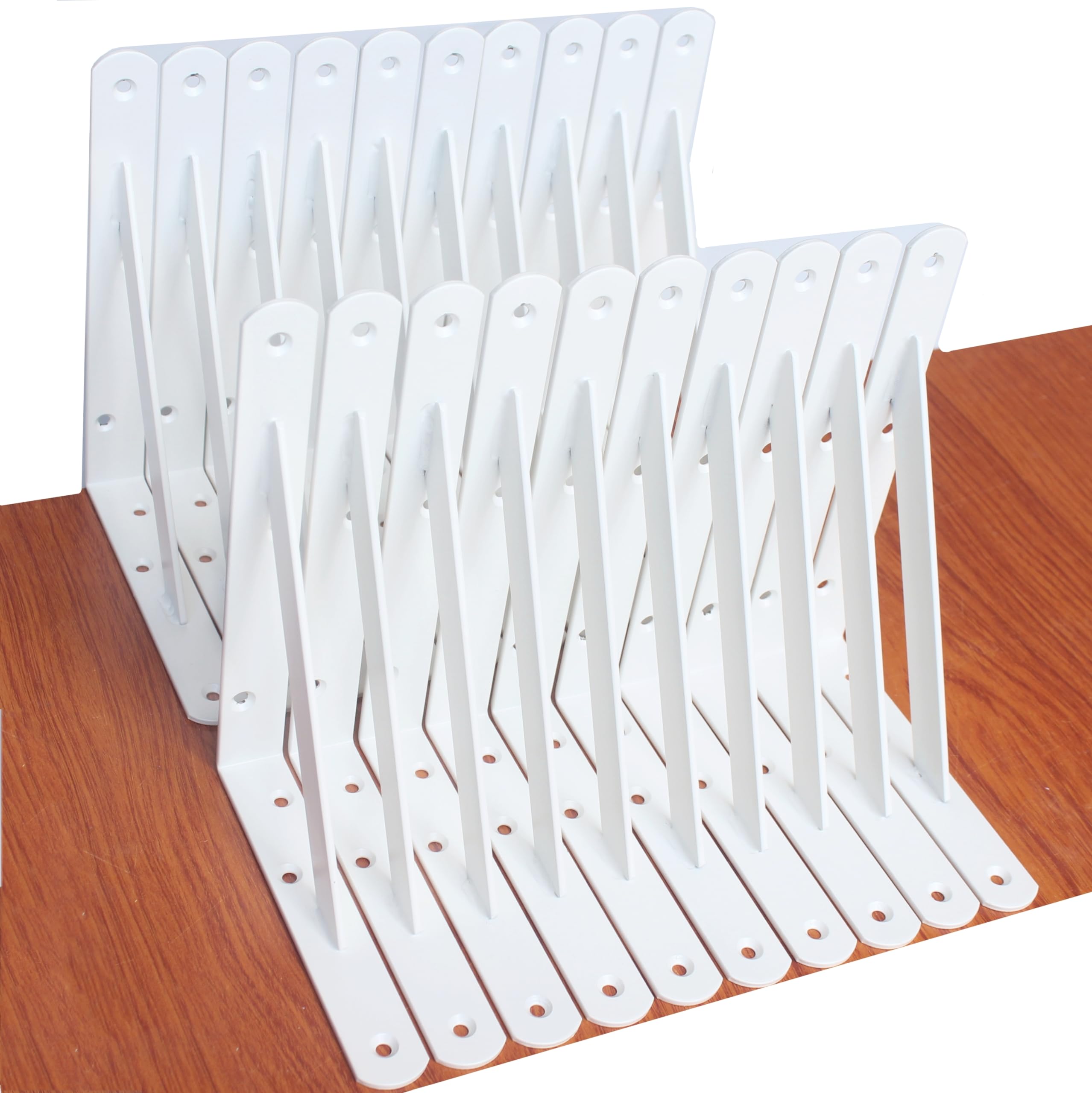20 Pack L8" x H 6" White Heavy Duty Shelf Brackets with Screws Metal Shelf Brackets Shelf Support Angle Brackets for Shelves L Brackets Heavy Duty Floating Shelf Brackets