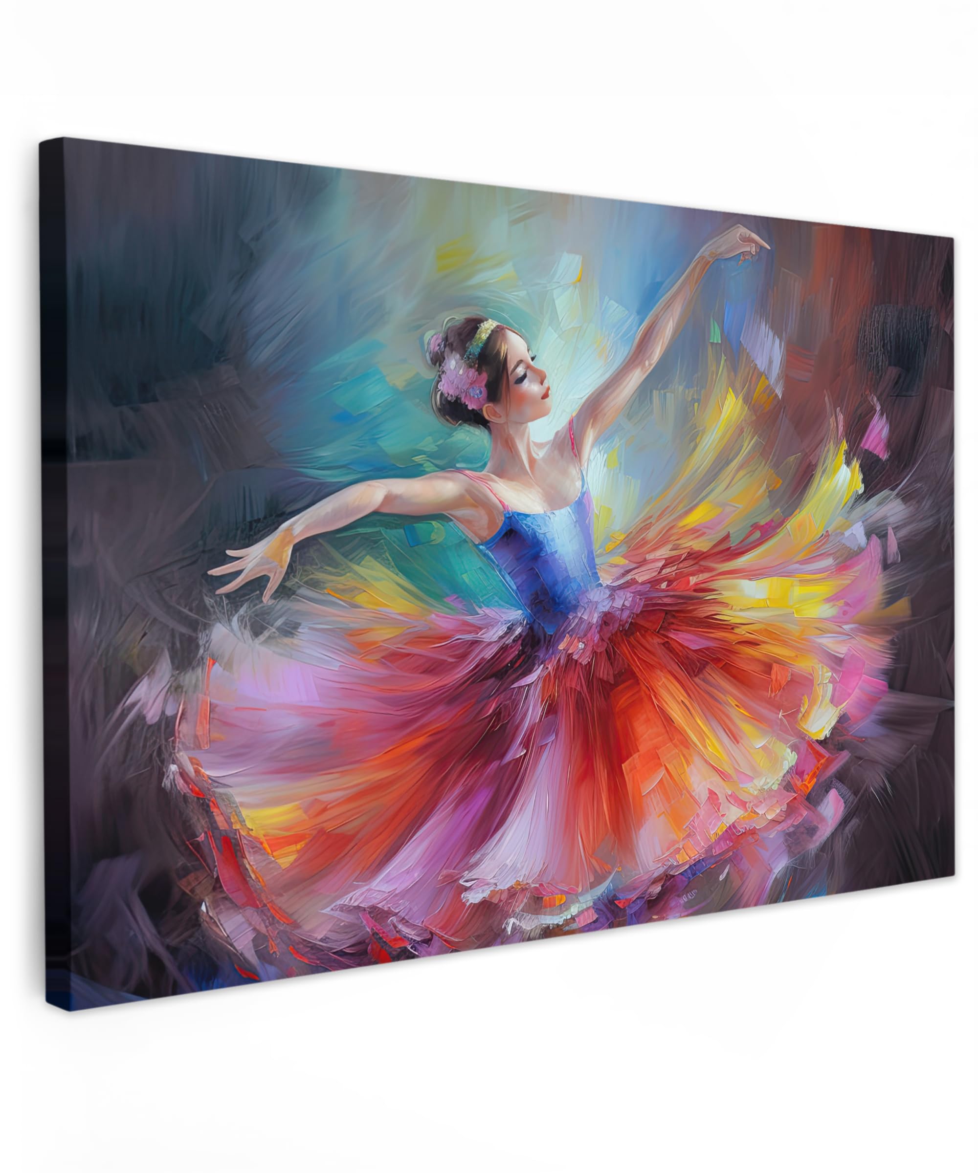 MuchoWow© Leinwand Klein 30x20 cm Mini Deko Schlafzimmer Aesthetic Leinwandbilder Wohnzimmer Gemälde Foto Geschenk Living Room Decoration Kunstdruck - Bunt - Malerei - Öl - Tanz - Ballerina