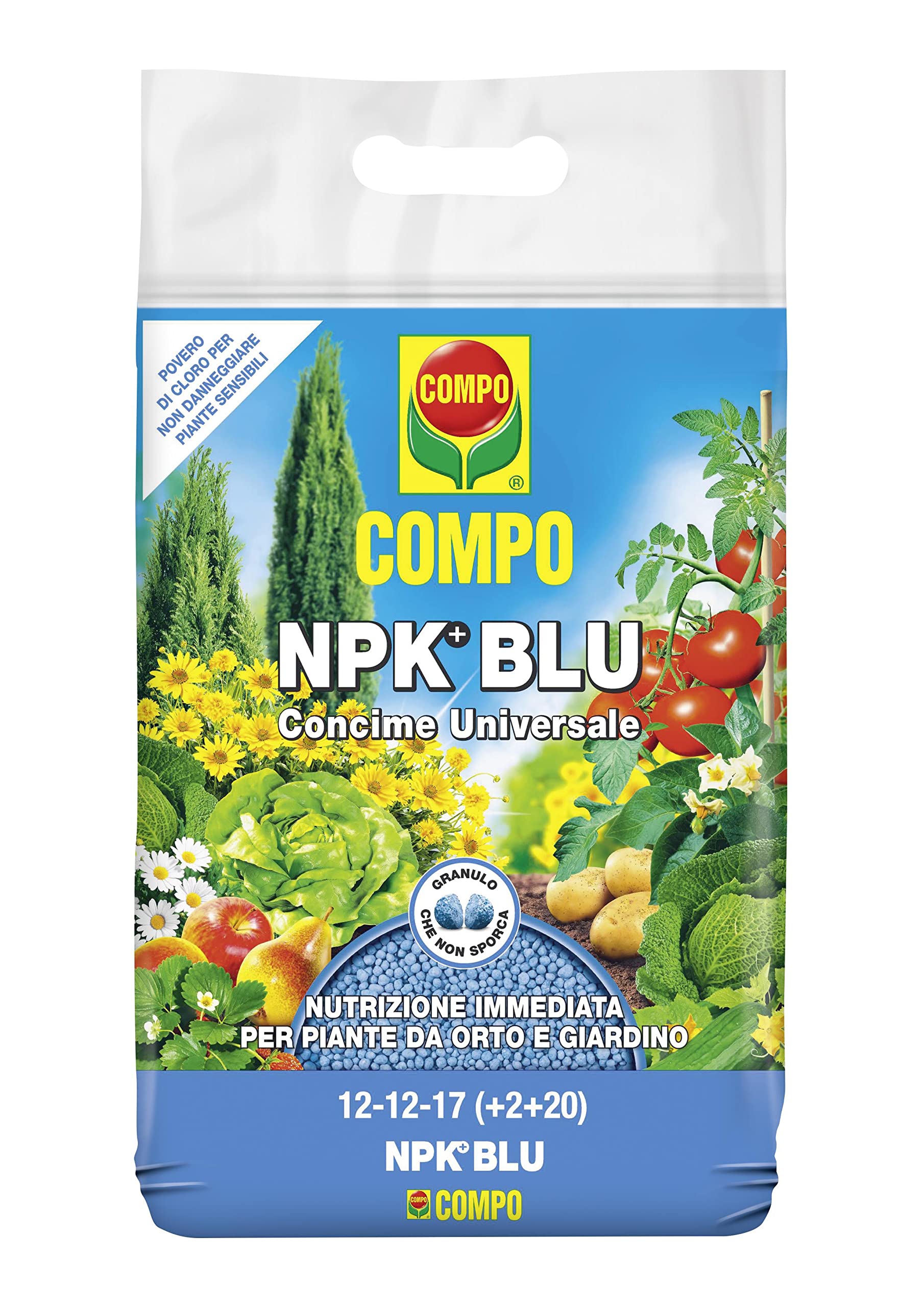 COMPO NPK BLEU, Engrais universel en granulés pour jardin et potager, Effet rapide, 4 kg