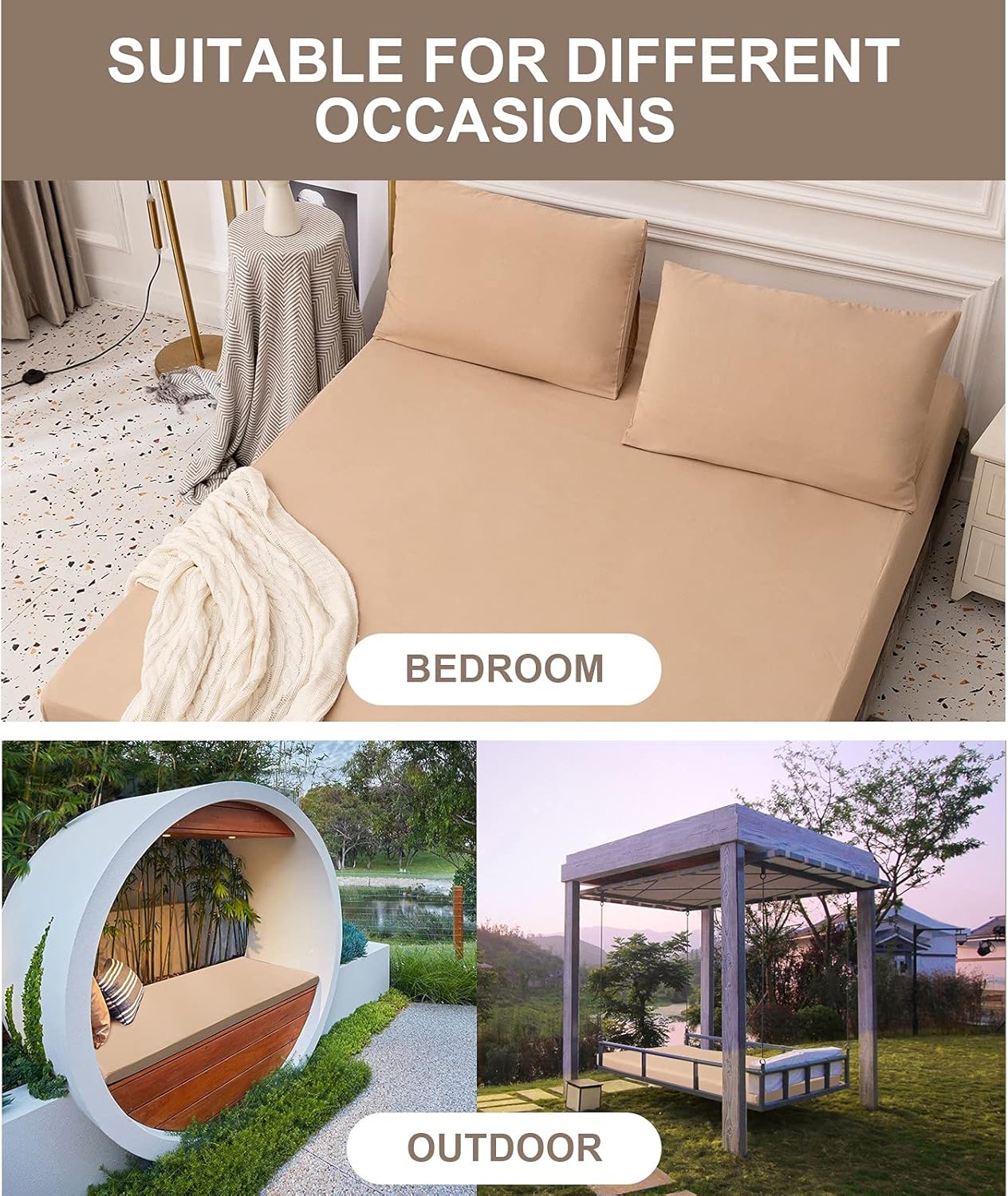 Mecerock Mattress Protector, Breathable and Soft Waterproof Mattress Protector, Mattress Cover, Camel Mattress Cover Full Size Bed