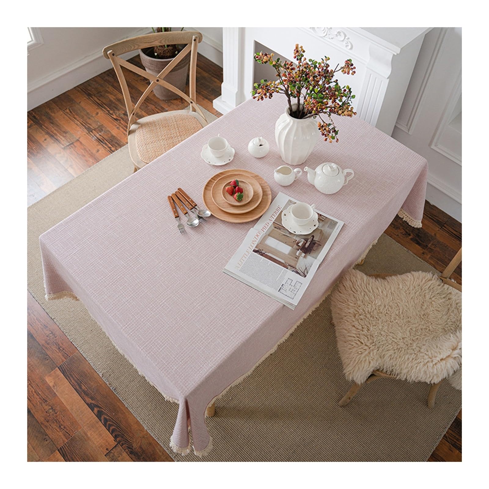 Nappe anti-taches gaufre rose KnSam 100x160 lavable pour table de repas