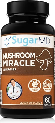SugarMD Dr. Ergin's Mushroom Miracle  Suplementos de hongos para la inmunidad  Tiene shiitake, reishi, maitake, cordyceps, melena de león, cola de