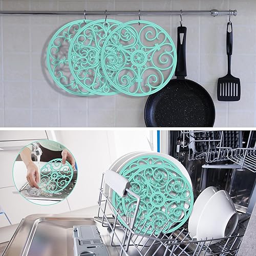 Miniatura 6 de Salvamanteles de silicona para platos calientes y sartenes, almohadillas calientes antideslizantes resistentes al calor para cocina, soportes para