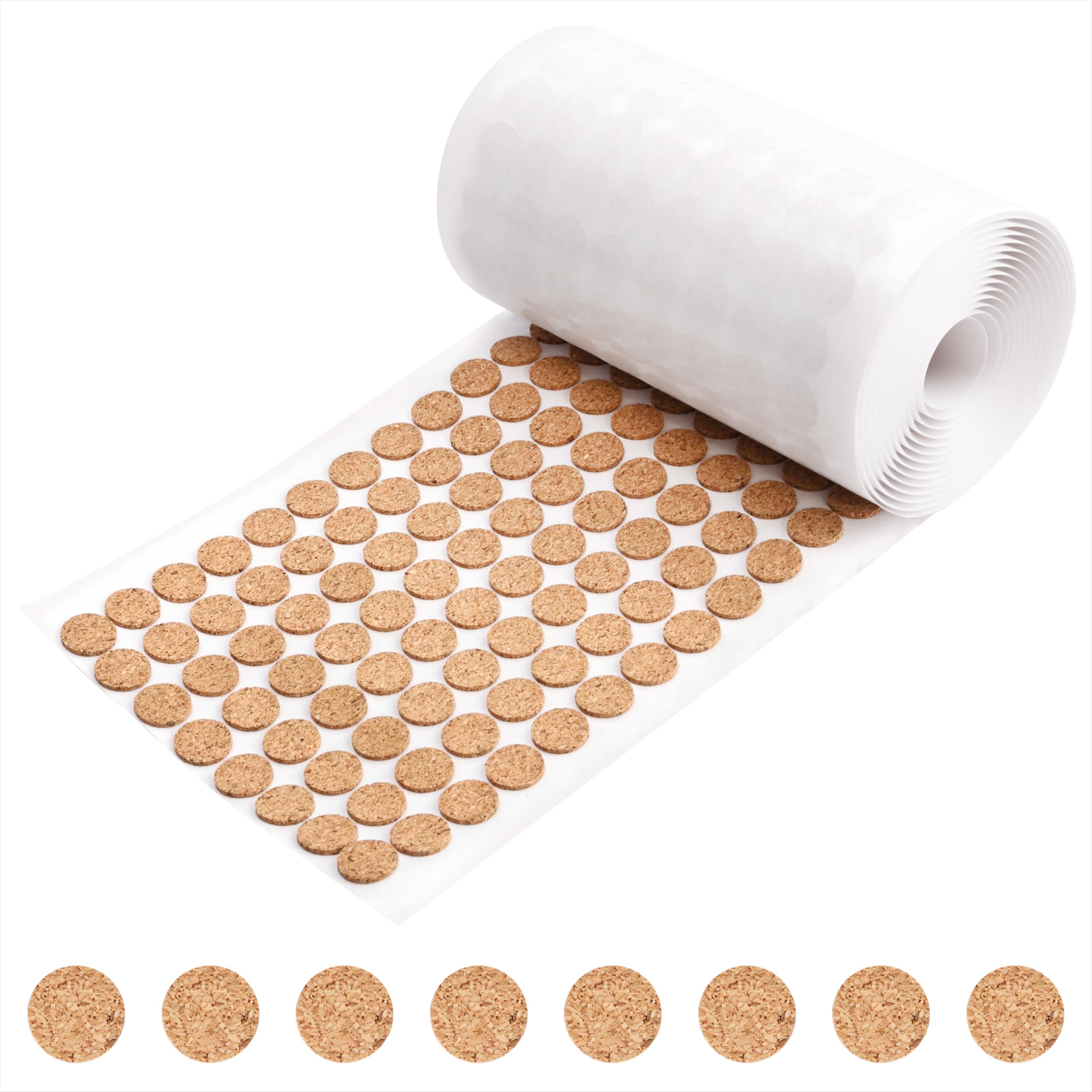 Adhesive Cork Circles 1400pcs Flat Round Self-Adhesive Cork Dots Non-Slip Cabinet Door Protector 0.06" Thick for Crafts Drawer Table Coaster