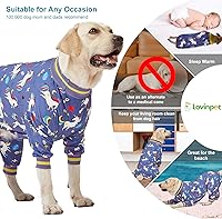 Vista 4 de LovinPet - Mameluco y ropa para perros de razas grandes, ajuste delgado/Tejido elástico, estampado de unicornio y cohete gris, alivio de la ansiedad