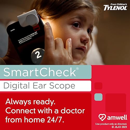 Miniatura 2 de Tylenol SmartCheck 2.0 Digital Ear Scope de niños, otoscopio con luz para iPhone y Android, cámara auditiva; incluye 1 abrazadera de otoscopio, 12