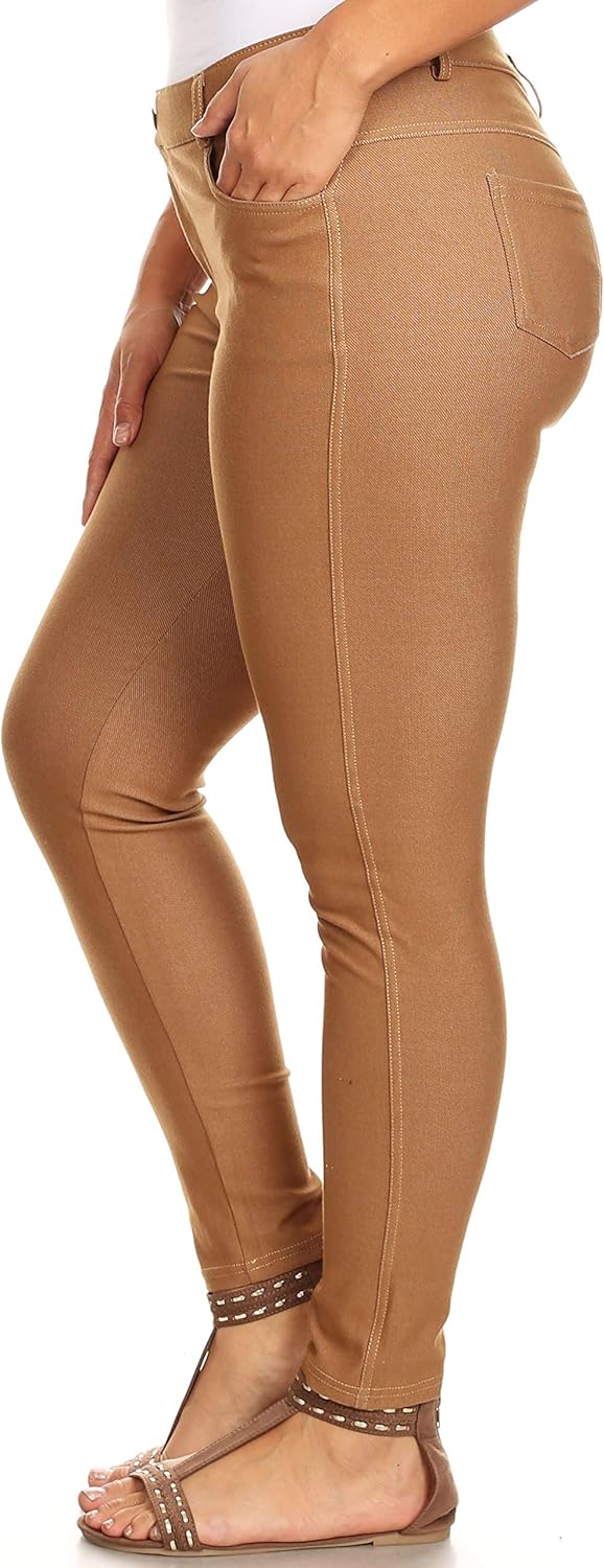 YELETE Women's Basic Five Pocket Stretch Jegging Tights Pants - Image 4