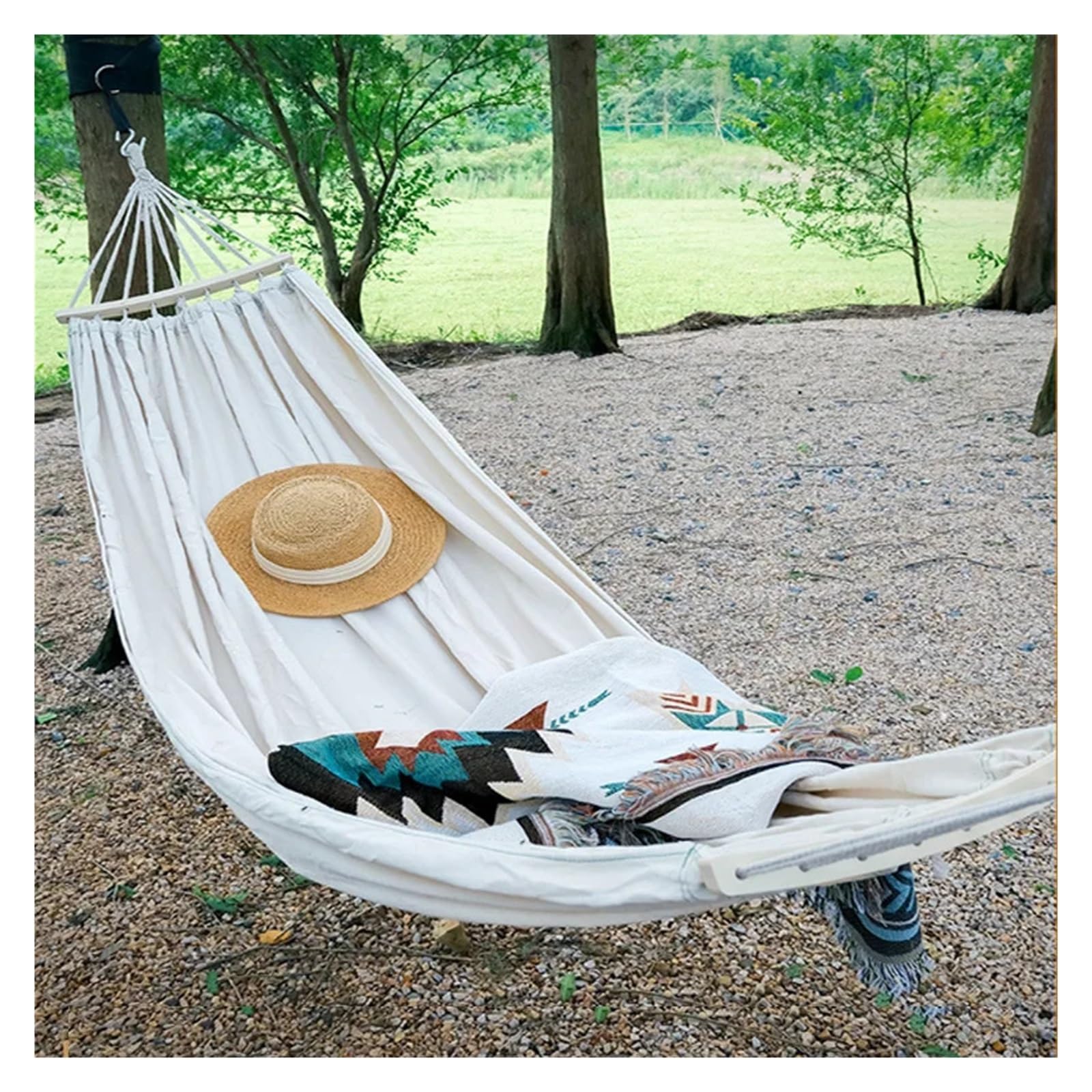 Hammock outdoor swing children's double home anti-rollover dormitory bedroom indoor mesh bed camping camp(200x150 beige)