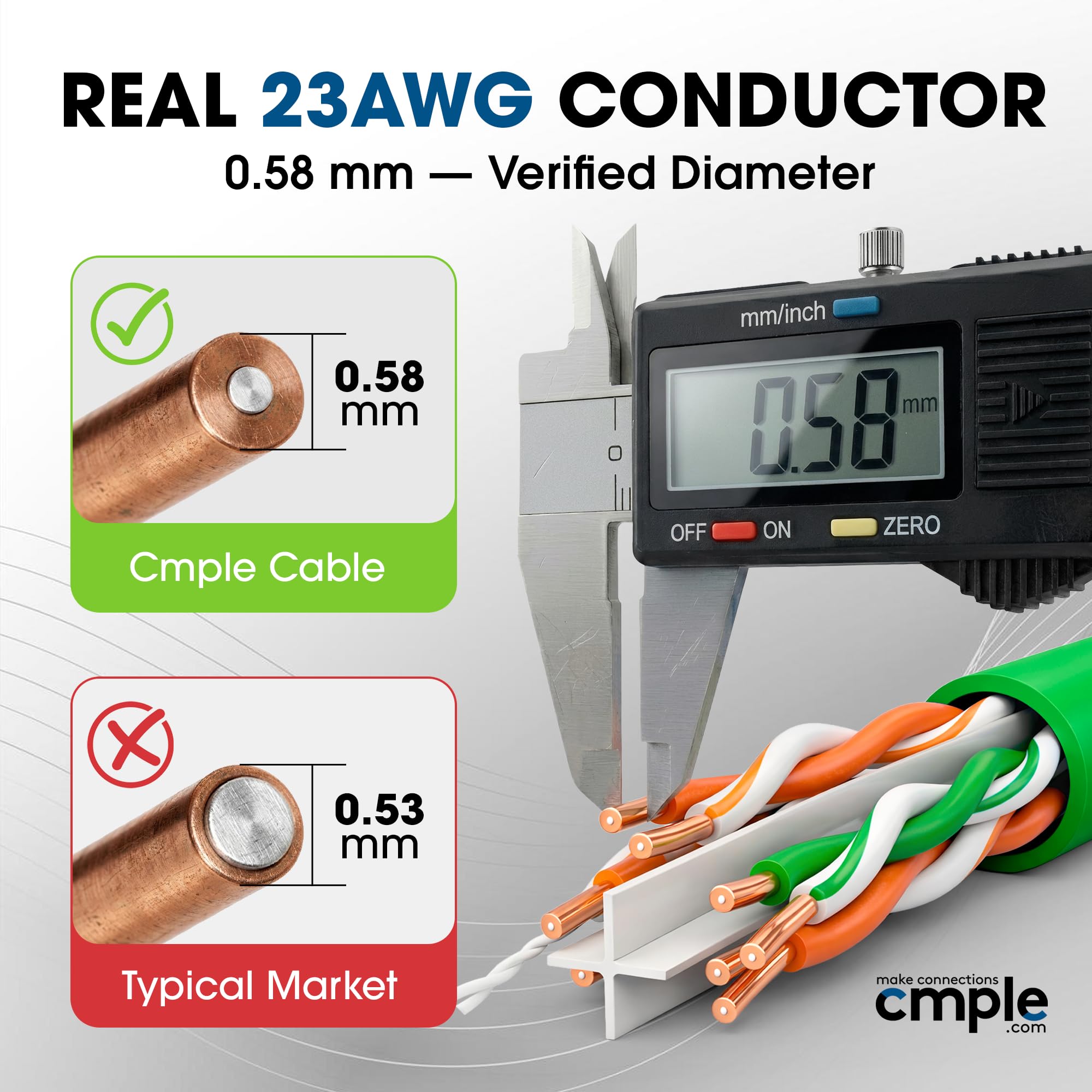 Cmple - Cavo Ethernet Plenum Cat 6 da 304,8 m, cavo Cat6 (CMP) 350 MHz a doppino intrecciato non schermato (UTP) 10 Gigabit, cavo Ethernet bulk - verde