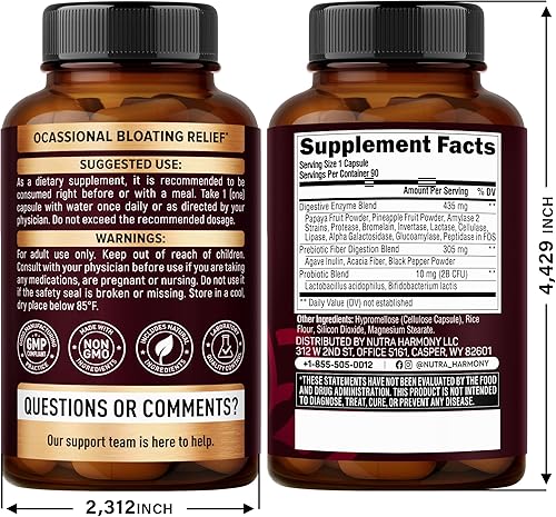 Miniatura 2 de Enzimas digestivas para mujeres - Enzimas multidigestivas  Papaya  Bromelina  Probióticos y prebióticos - Apoyo intestinal y digestivo, alivio de la