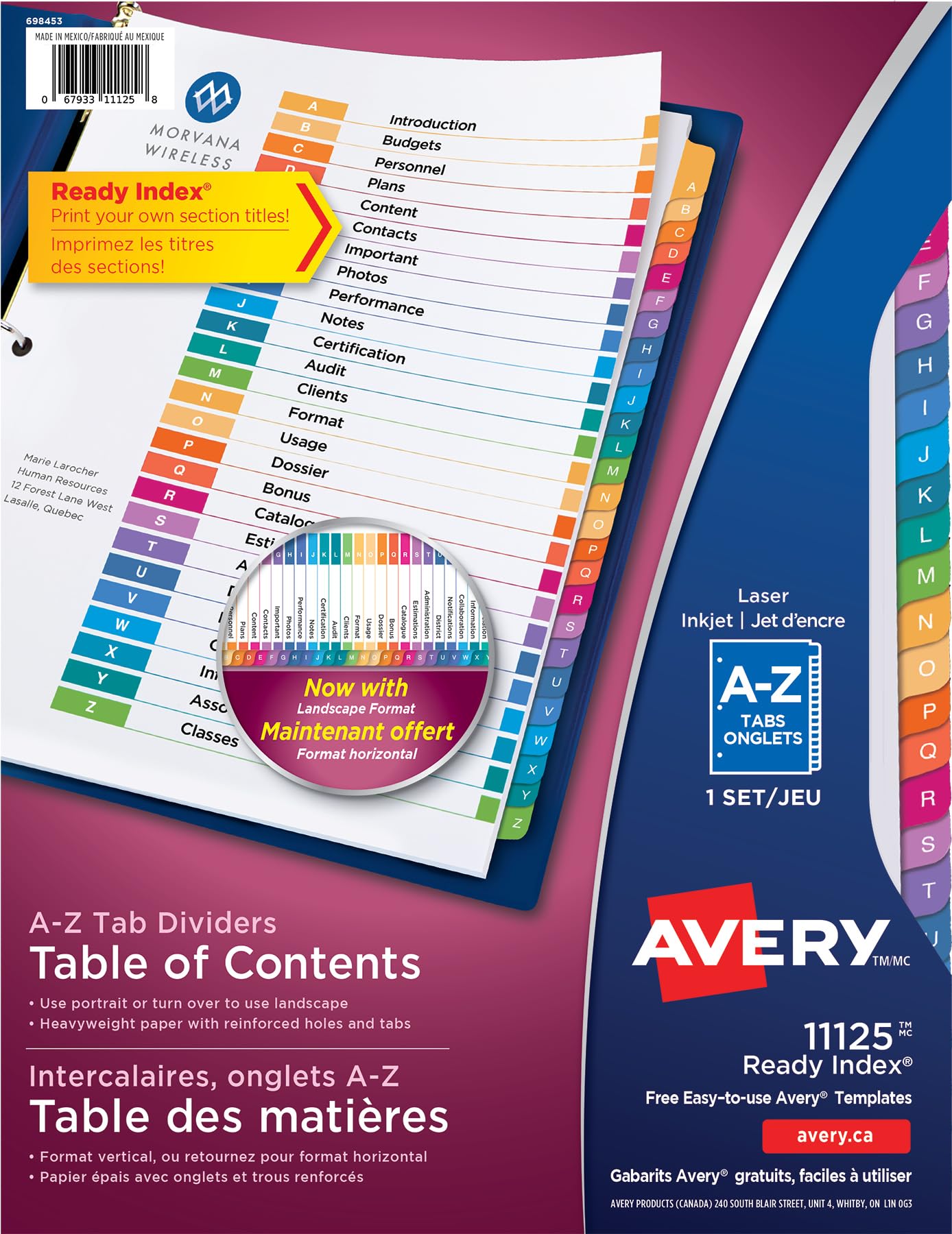 Avery Ready Index A-Z Tab Binder Dividers, Customizable Table of Contents, Multicolour Tabs, 1 Set (11125) image 7