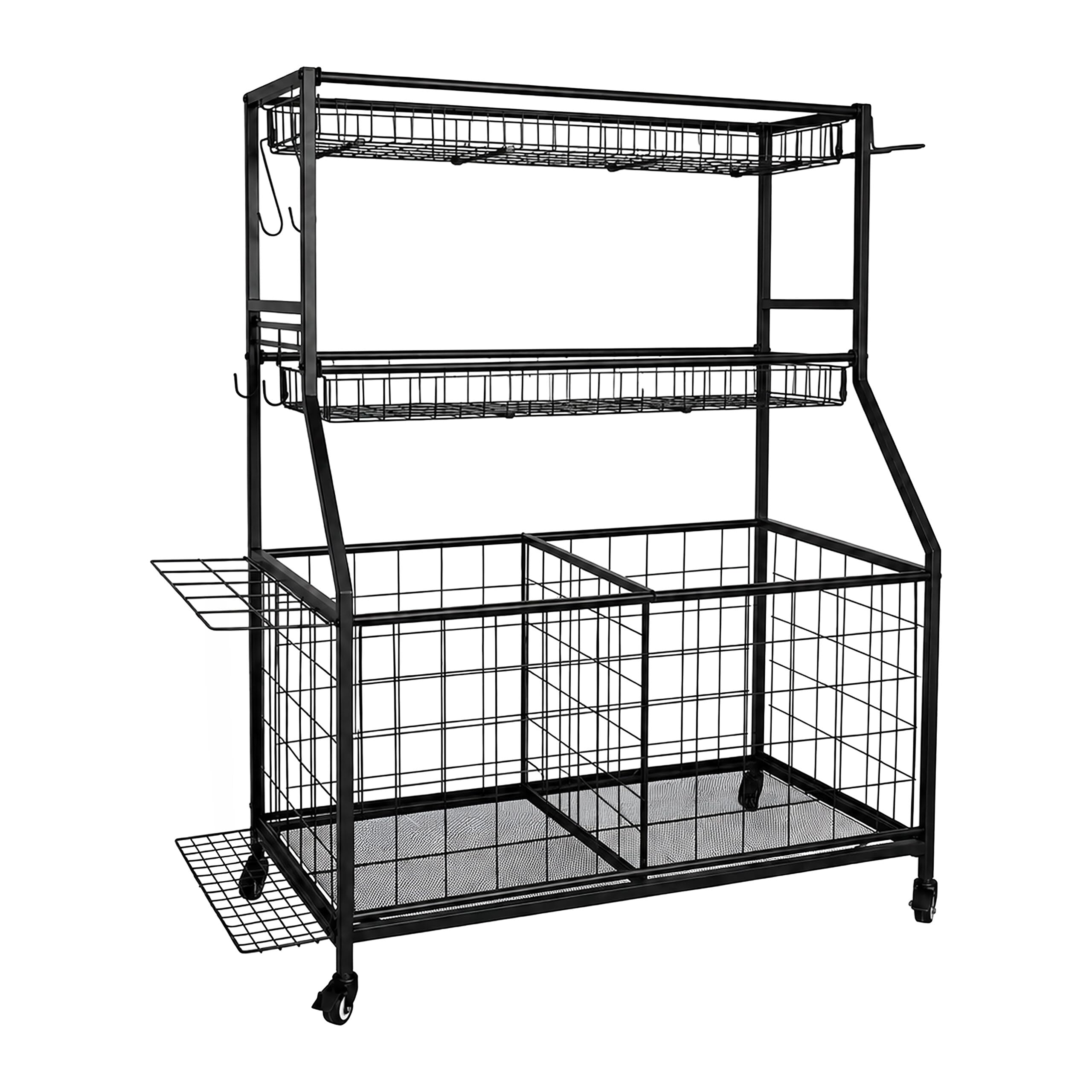 Relaxdays – organizer na sprzęt sportowy, 116 x 91,5 x 43 cm, 4 kółka, 2 hamulce, metalowy wózek na piłki, czarny