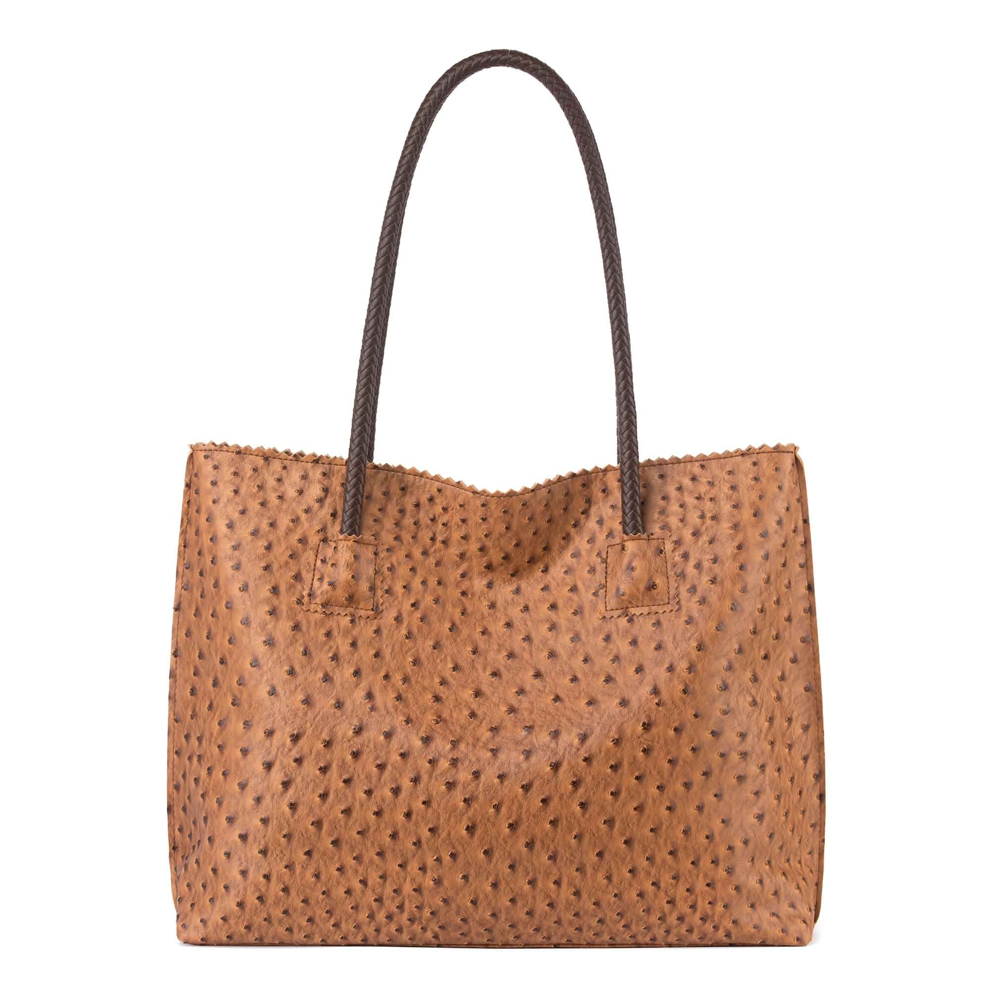 Milan Chiva Tote Bag for Women with Zipper Large Ostrich Vegan Leather Shoulder Purses and Handbags