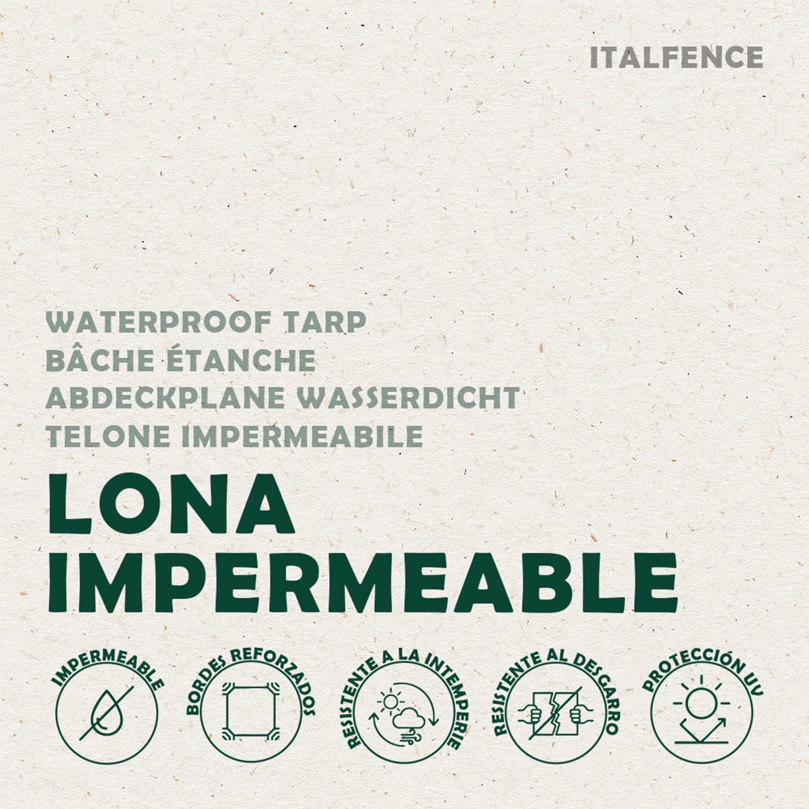 Lona Impermeable de PE 250 g/m² Verde, Reforzada con Ojales [2 x 3 m]