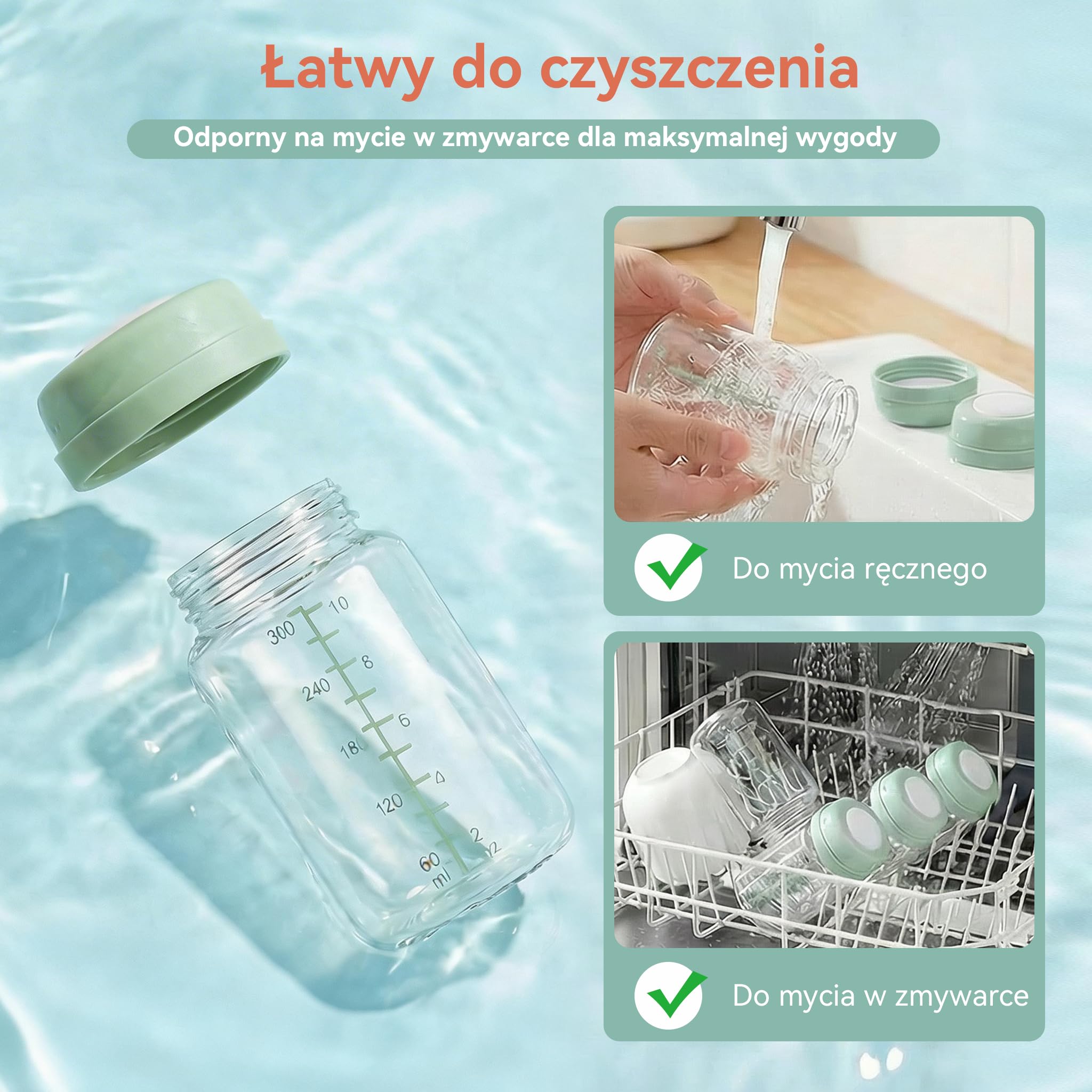 4 opakowania 300 ml butelka do przechowywania mleka matki do przenośnej chłodnicy Momcozy, 650 ml - szczelna szeroka szyjka kompatybilna z Spectra S1 S2 9 Plus SG Motif Luna (zielona)