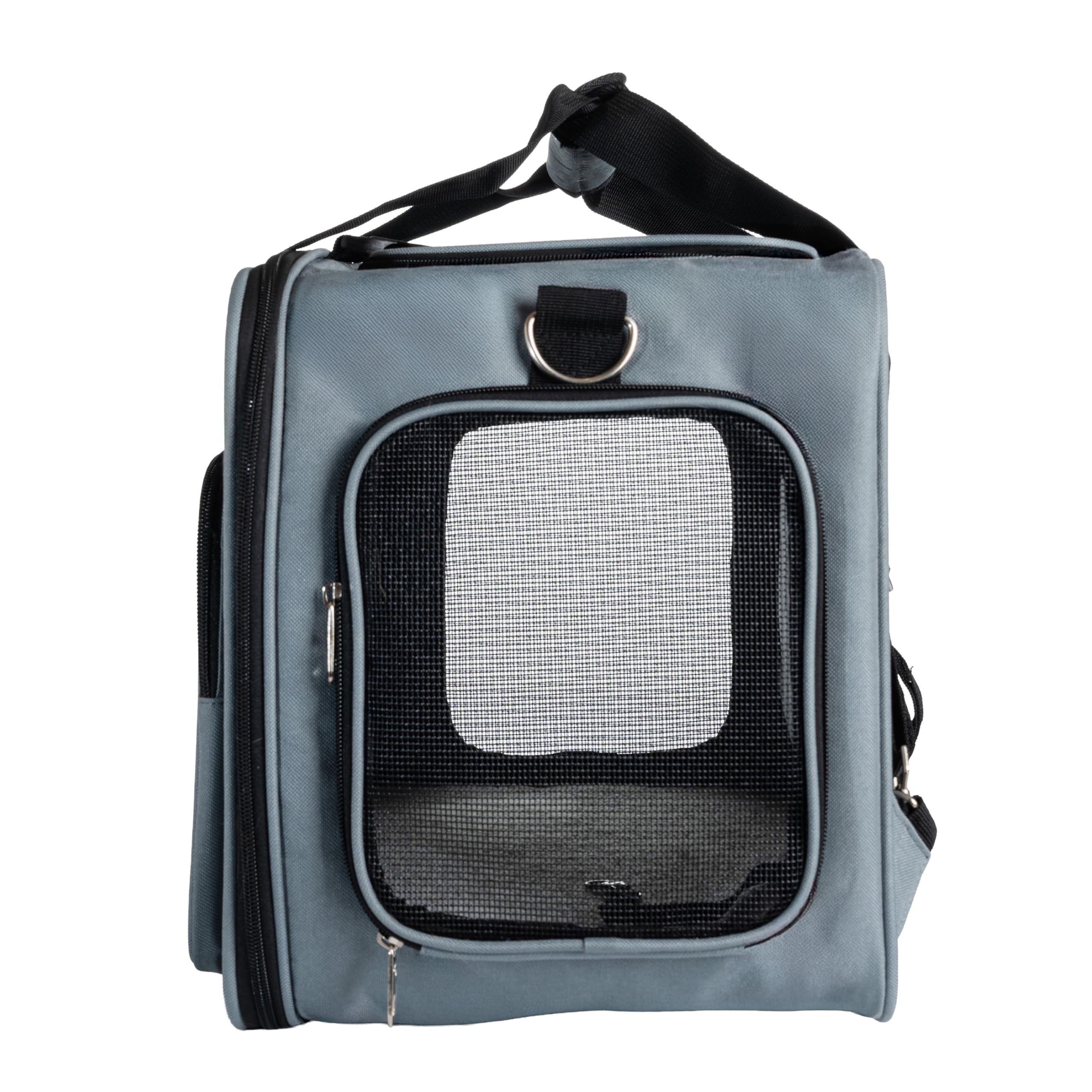 Transportin Gato Perro, Mochila Transporte para Mascotas, Transportin Transpirable con Asas y Correa de Hombro, Incluye Organizador de Documentos