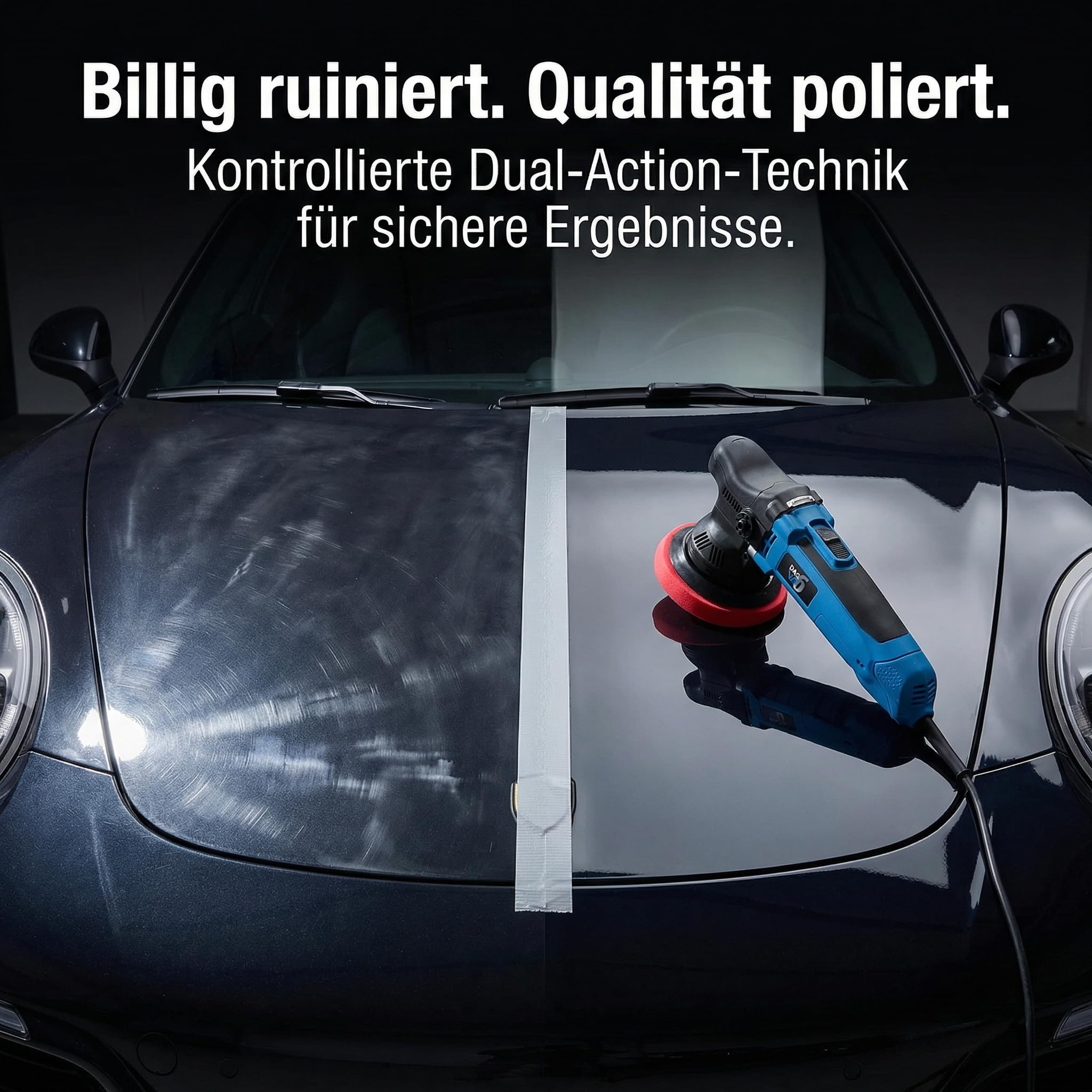 V2 Exzenterpolierer Auto 650 W – Dual Action Poliermaschine mit 6 Geschwindigkeitsstufen, passend für 13 cm & 15 cm Polierpads, Detailing-Set zur Lackaufbereitung & Kratzerreduzierung