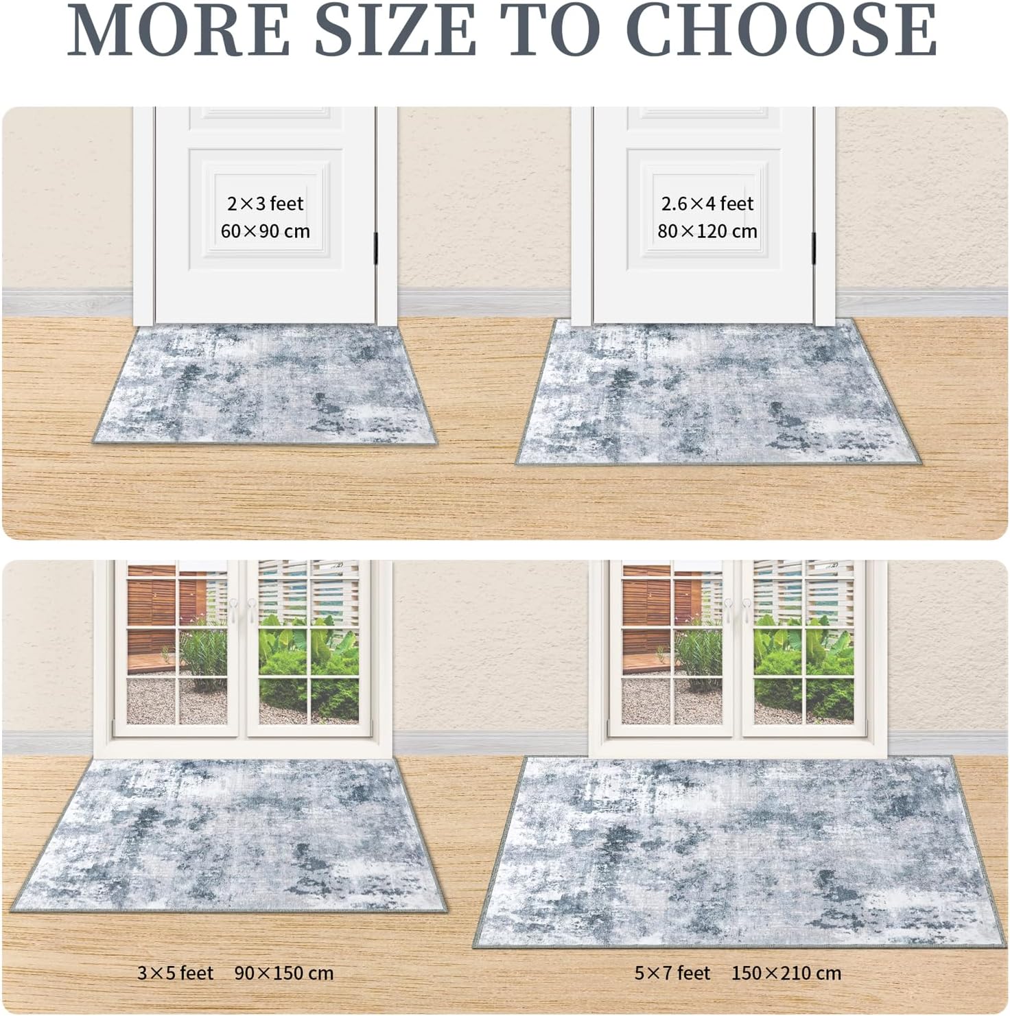 Door Mat, Front Indoor Doormat 24"x36" Non Slip Entryway Rug Indoor, Washable Small Rug for Bedroom Kitchen Bathroom Laundry Low Profile (2x3 Feet)