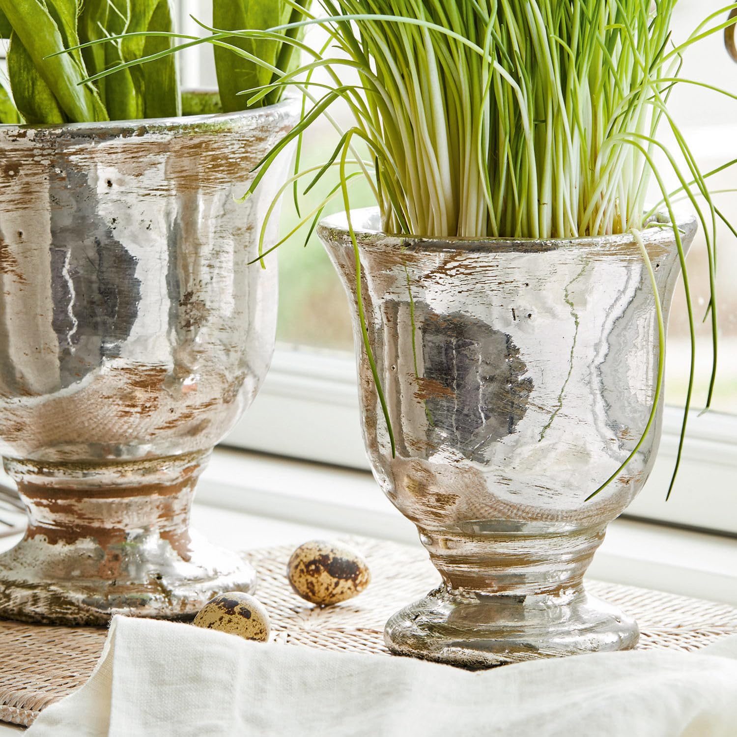 Loberon Übertopf Set Banon, antiksilber | Blumentopf Aus Terrakotta - Ideal Für Zimmerpflanzen & Kräuter - Ideal Für Balkon & Wohnzimmer
