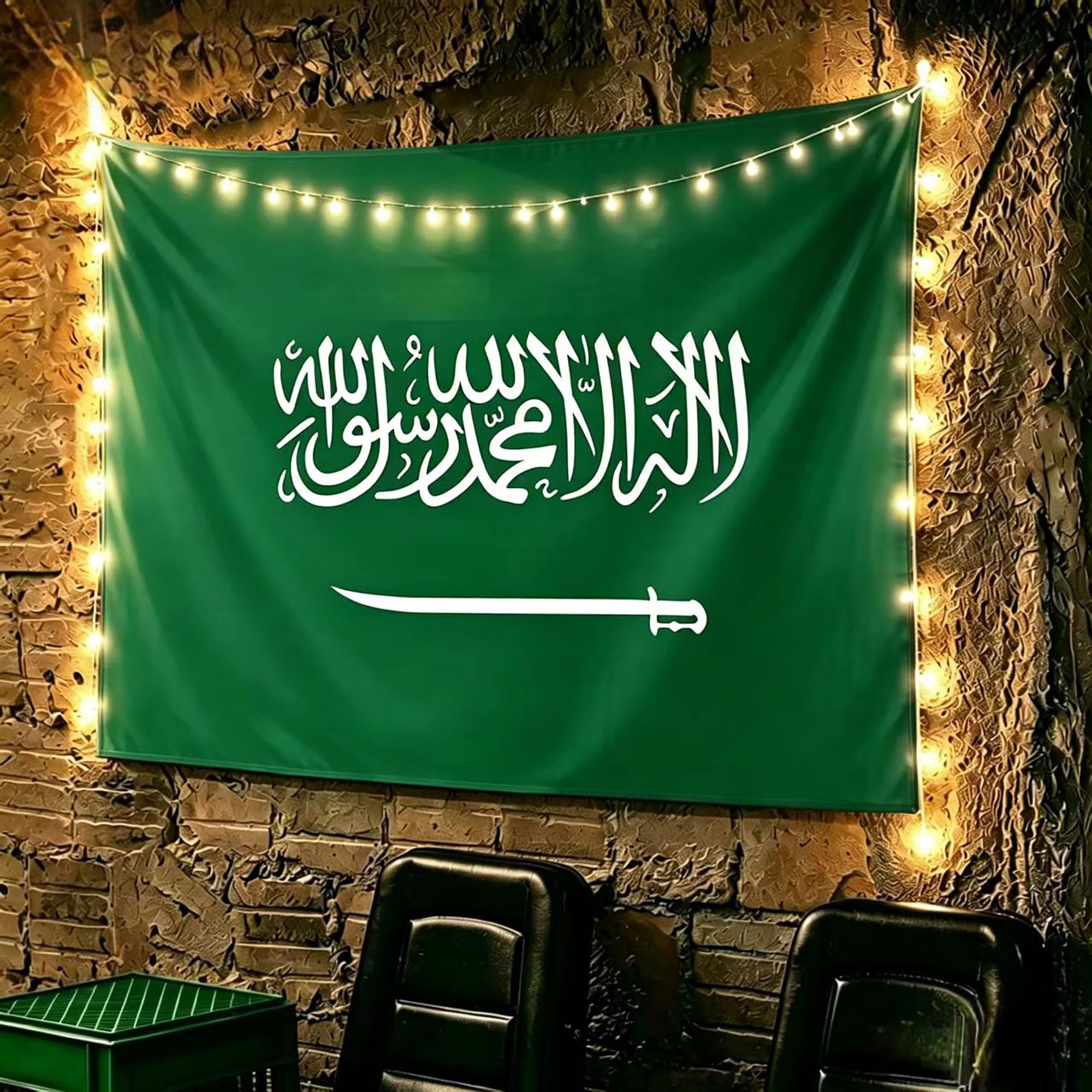 Tapiz de bandera de Arabia Saudí de alta densidad para salón y jardín