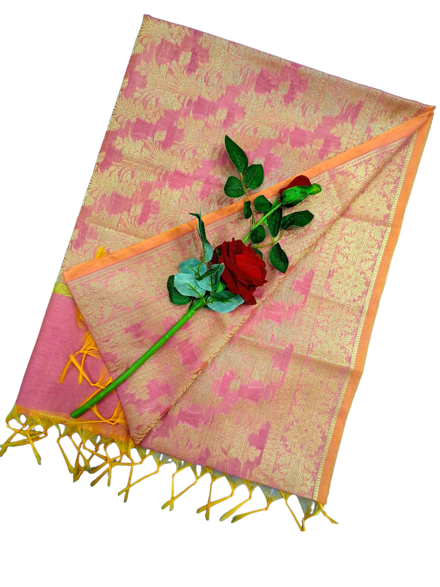 N.K CREATIONWomen's banarasi Silk Malti Minakari Woven Designer dupatta (Pink)