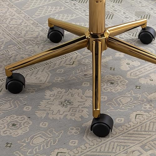 Miniatura 8 de Goujxcy Silla de escritorio esponjosa, silla de tocador de piel sintética, silla giratoria de oficina para niñas y mujeres, altura ajustable, lindas