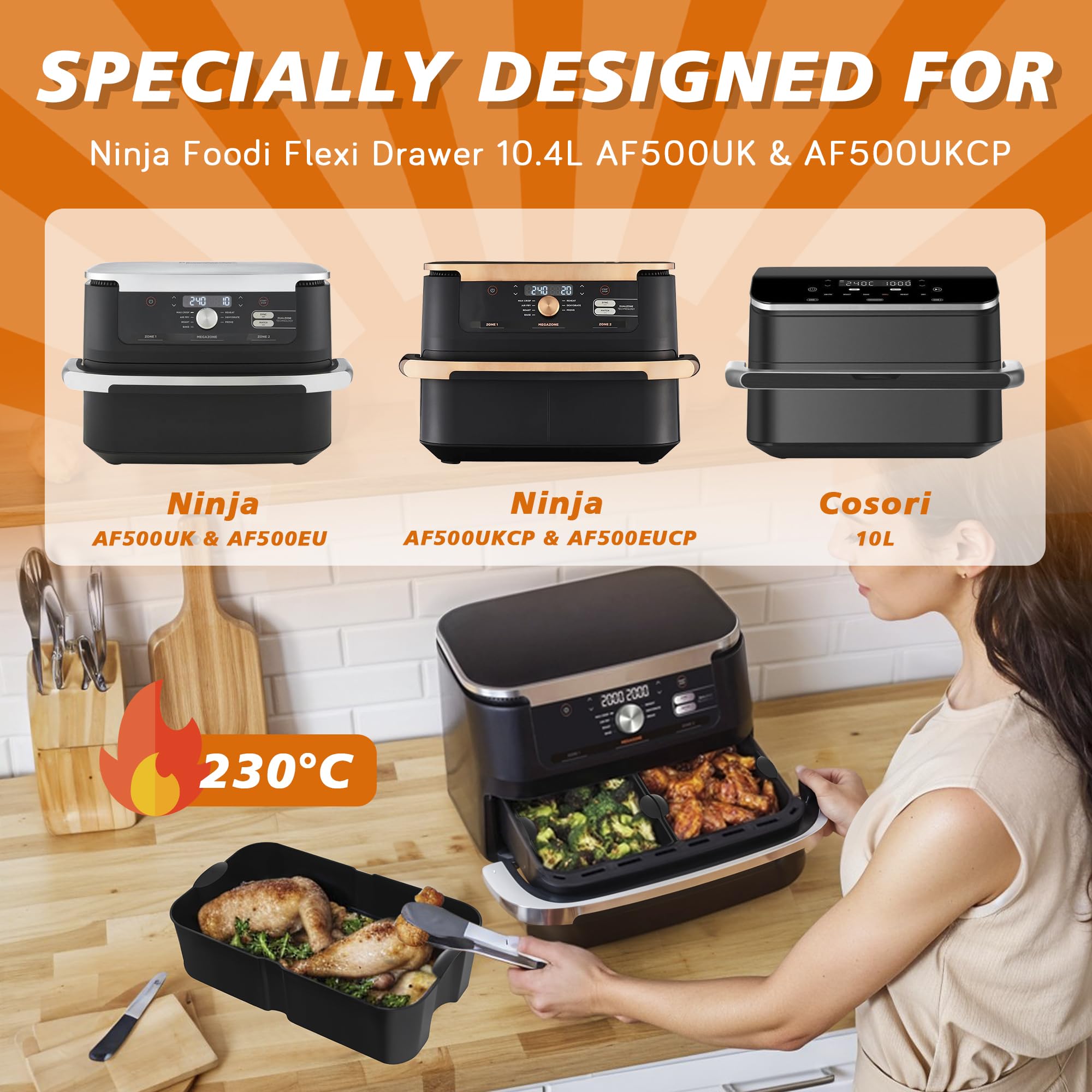 Pietuley 29 Piezas Moldes Silicona Freidora de Aire para Ninja AF500EU 10,4L / COSORI Dual Blaze 10L, Accesorios Freidoras de Aire para Ninja AF500EUCP, Molde Silicona Air Fryer para COSORI 10L