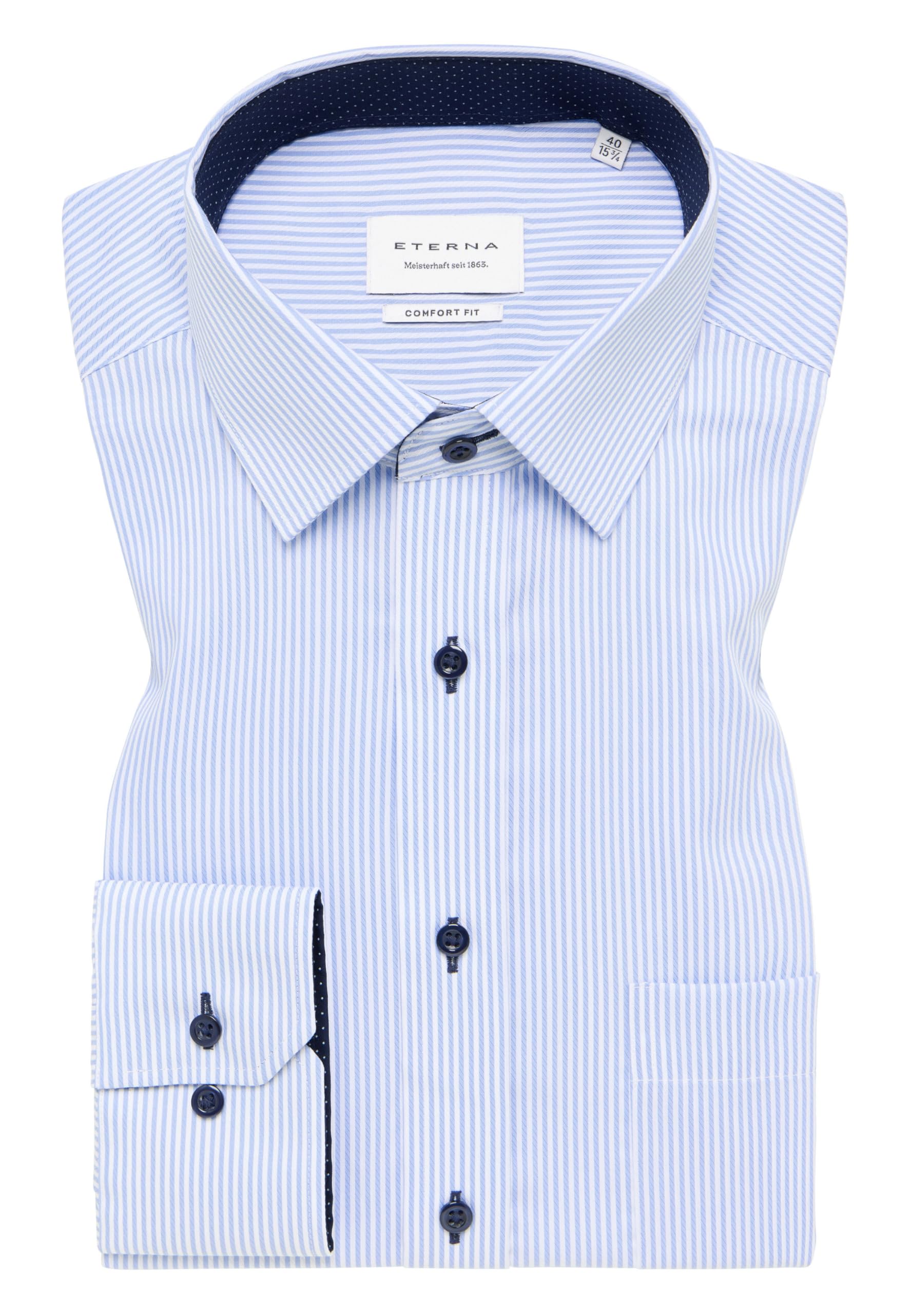 ETERNA Męska koszula z cienkopisem Twill, Comfort Fit