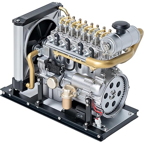 TECHING Mini Diesel Engine Model kit That Runs OHV 4-Cylinder Engine Mechanical Metal Assembly DIY Car Engine Model Kit 300+pcs DM-115