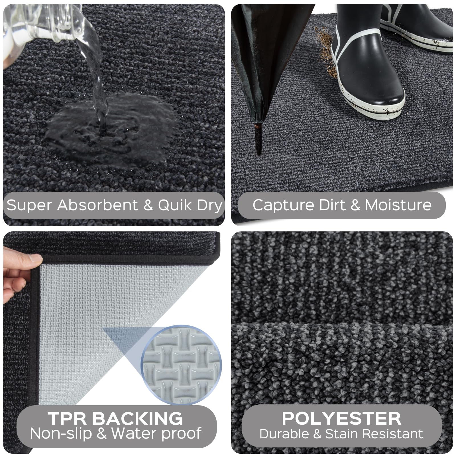 FCSDETAIL Dirt Trapper Indoor Door Mat 60 x 150 cm, Machine Washable Entrance Rug, Dog Doormat - Image 2