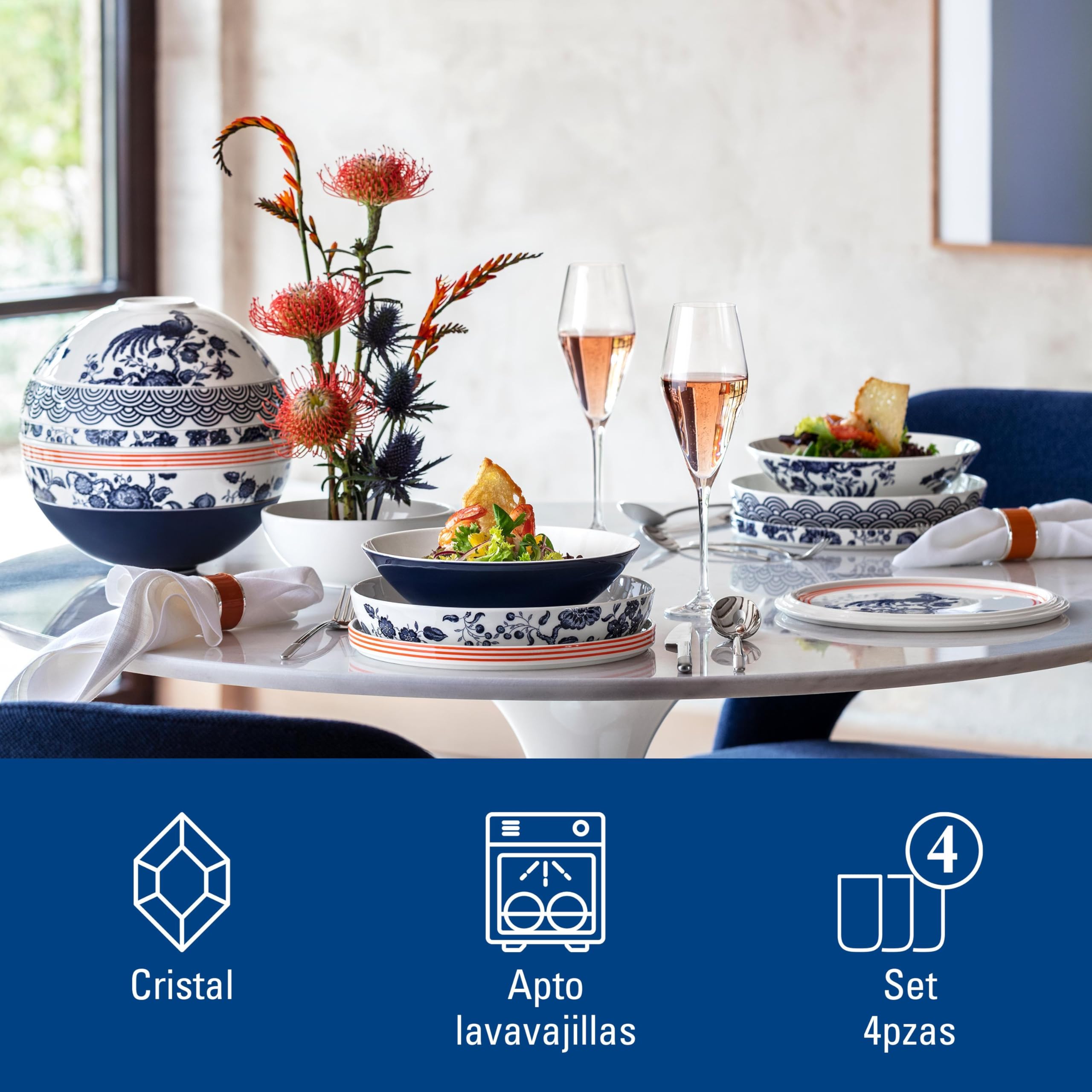 Villeroy & Boch - La Divina Flauta Cava Set 4 Piezas Claro, Apto para Lavavajillas, Copas de Champán Cristal, Copas Flauta Champagne o Cava, Vidrio de Cristal
