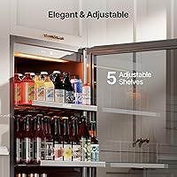 Vista 4 de Ca'Lefort - Refrigerador de 60 cm para bebidas, para 238 latas, refrigerador alto con puerta de vidrio, refrigerador de bebidas de 40-65°F con 3 LED