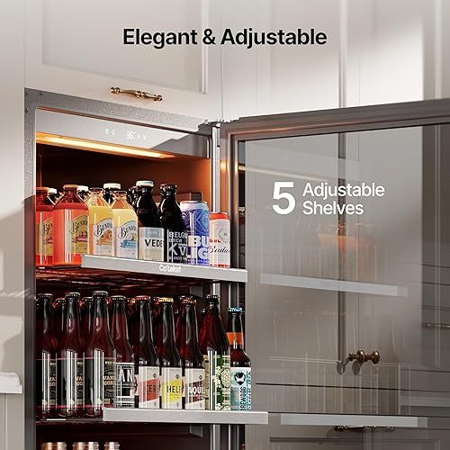 Miniatura 4 de Ca'Lefort - Refrigerador de 60 cm para bebidas, para 238 latas, refrigerador alto con puerta de vidrio, refrigerador de bebidas de 40-65°F con 3 LED