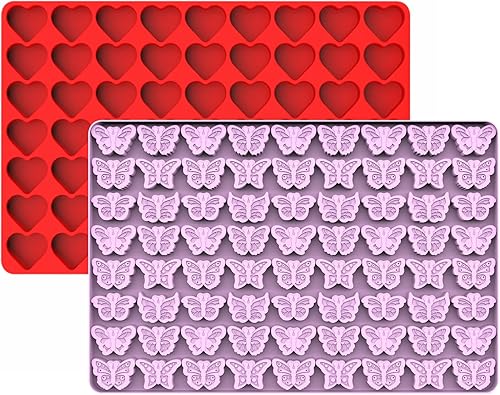 Moldes de mariposa de silicona para gomitas de caramelo de chocolate, moldes de cera de corazón, moldes de mariposa para hornear, bandeja para