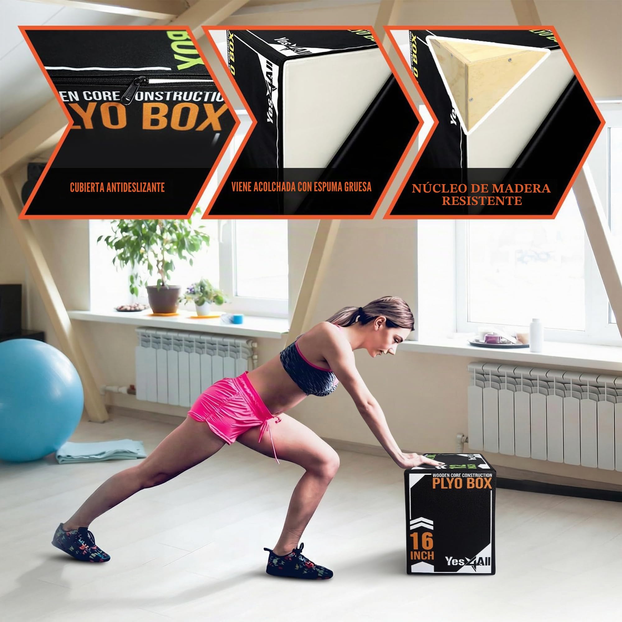 Yes4All 3 en 1 Soft Plyo Box Núcleo de Madera, Espuma de Caja pliométrica para el Ejercicio, MMA, Entrenamiento pliométrico, Disponible en 4 tamaños