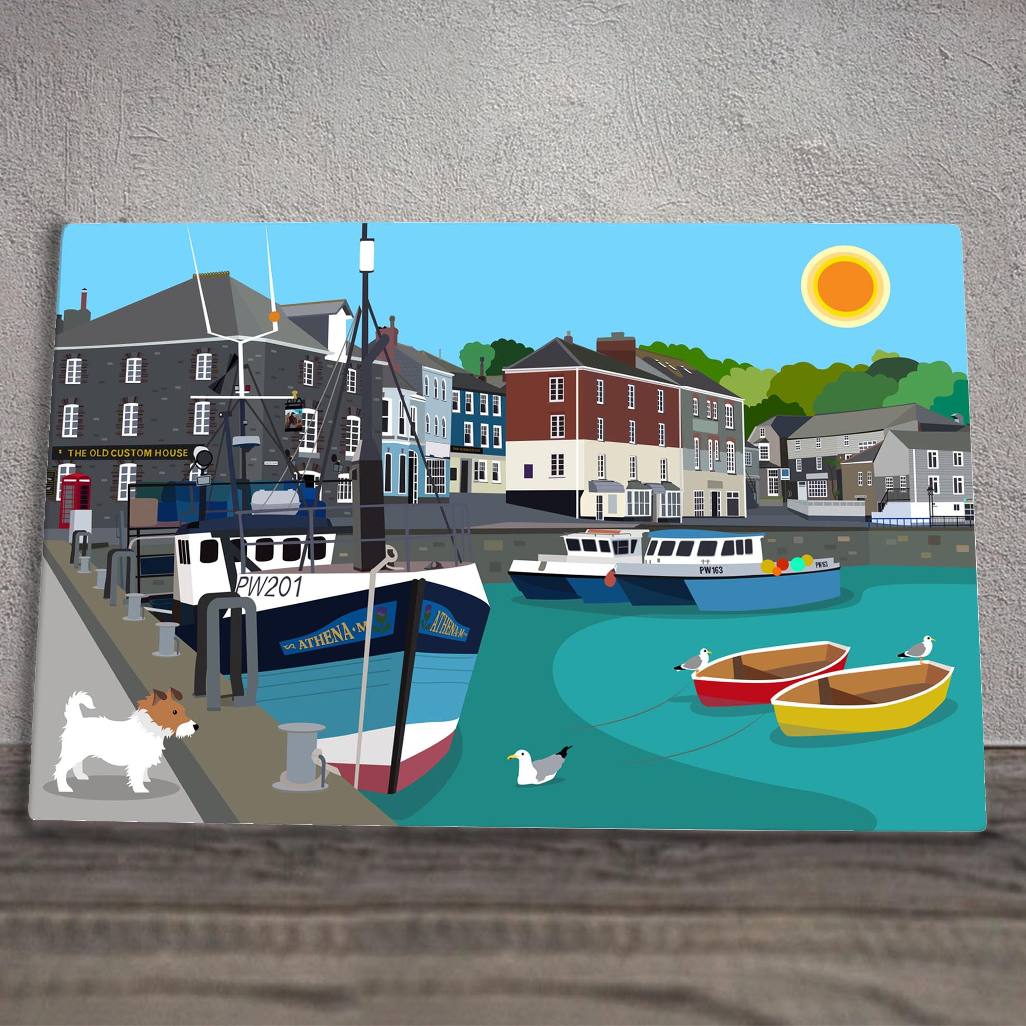Global Designs Padstow Ceramic Tile Picture Plaque Sign Nautical Harbour Wall Art By Kate Pearson 20x30cm