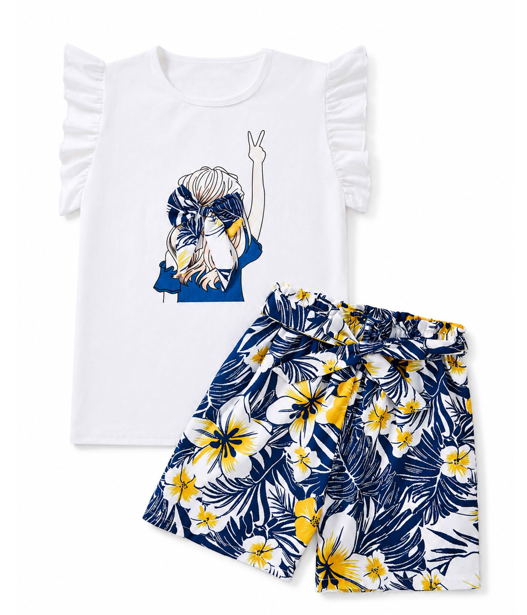 Girls Summer Outfits Cute Sleeveless Top High Waisted Short Sets with Pockets Teen Girl Clothes Size 6-14 T