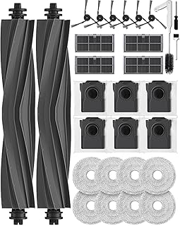 Lot de 29 Accessoires pour Robot aspirateur Dreame X40 Ultra/L40 Ultra/X40 Master/Mova P50 Pro Ultra/P10 Pro Ultra, 2 brosses à Rouleau, 6 brosses latérales, 6 Sacs à poussière, 8 lingettes