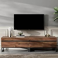 Vista 8 de WAMPAT Soporte de TV moderno 2 en 1 para televisores de hasta 75 pulgadas, centro de entretenimiento de TV de madera con gabinetes de almacenamiento