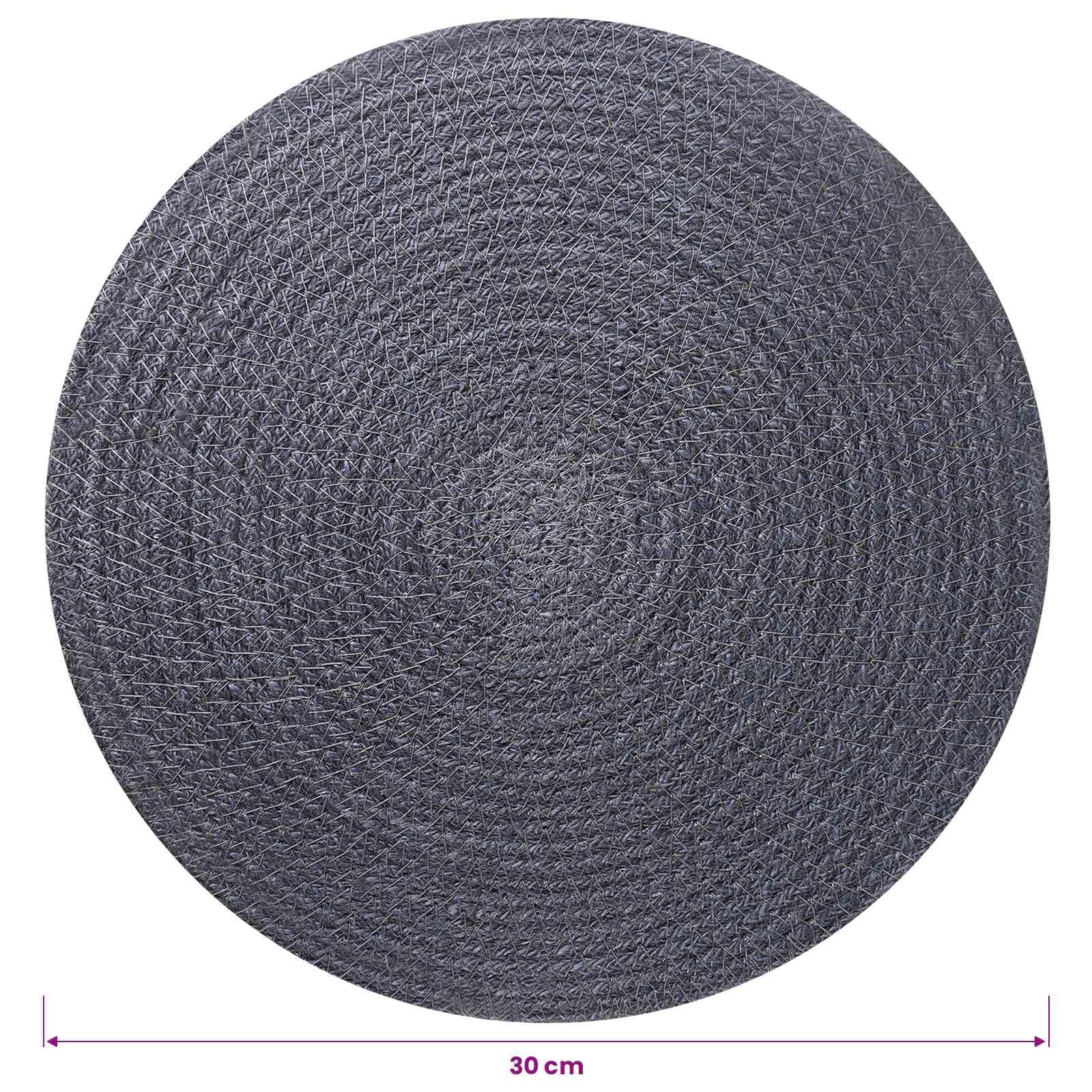 Jute podkładki stołowe, 12 szt., ciemnoszare, Ø 30 cm