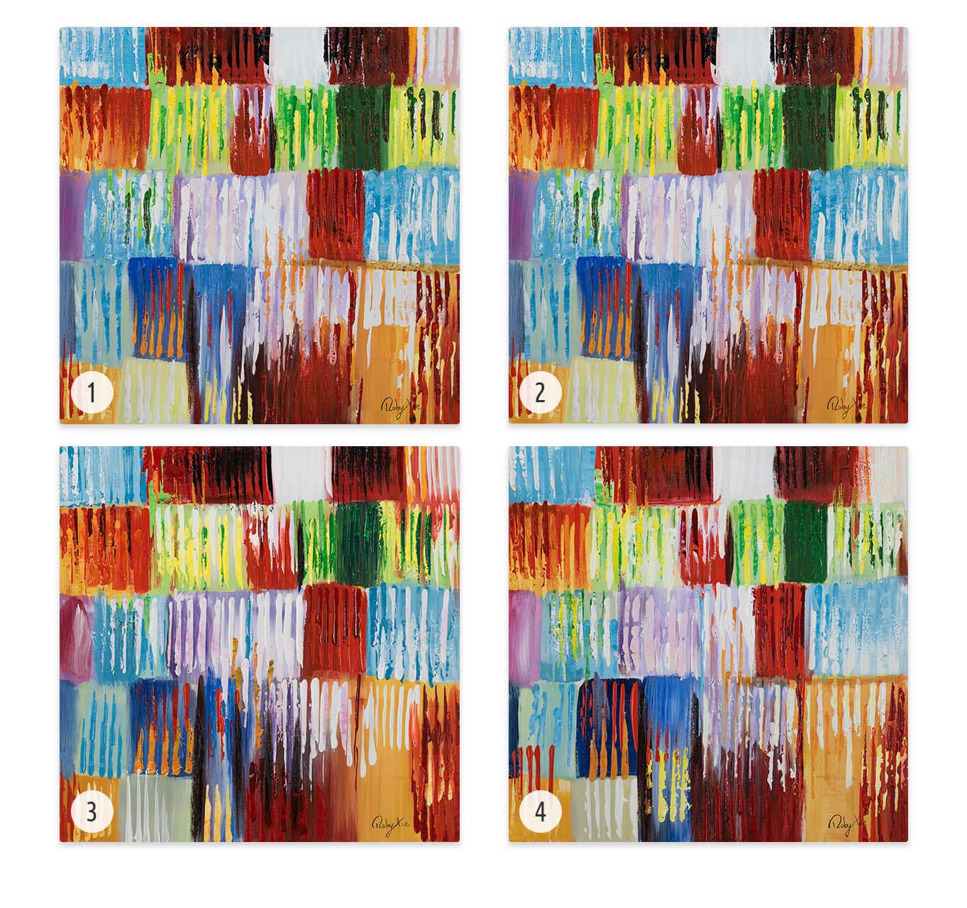 KunstLoft Leinwandbild 60x60cm Abstrakt Bunt Rainbow Vibes Handgemalt