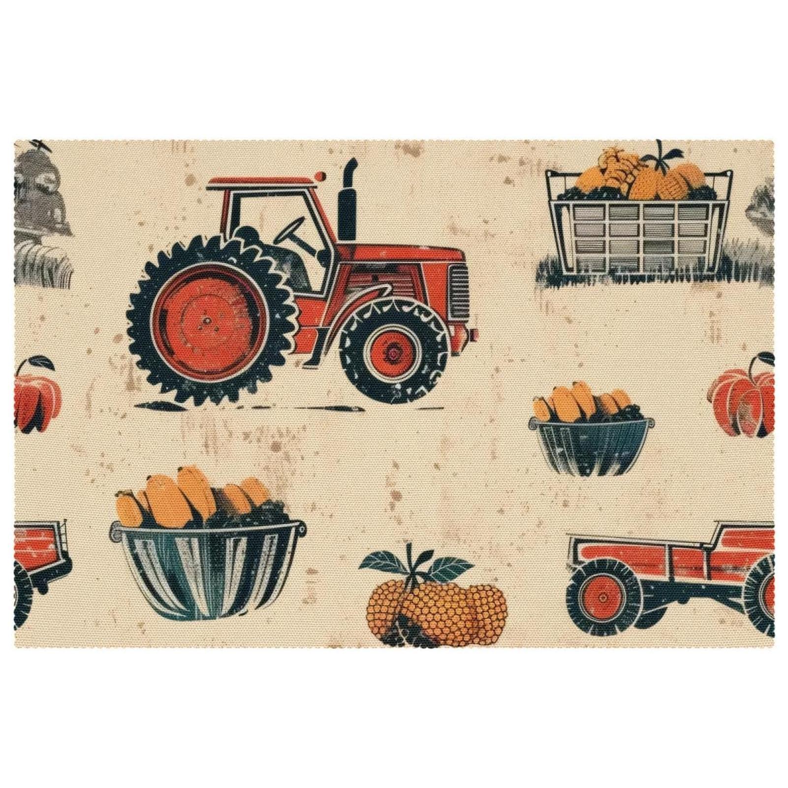Sets de table motif tracteurs rouges anti-dérapants 30x45 cm x6